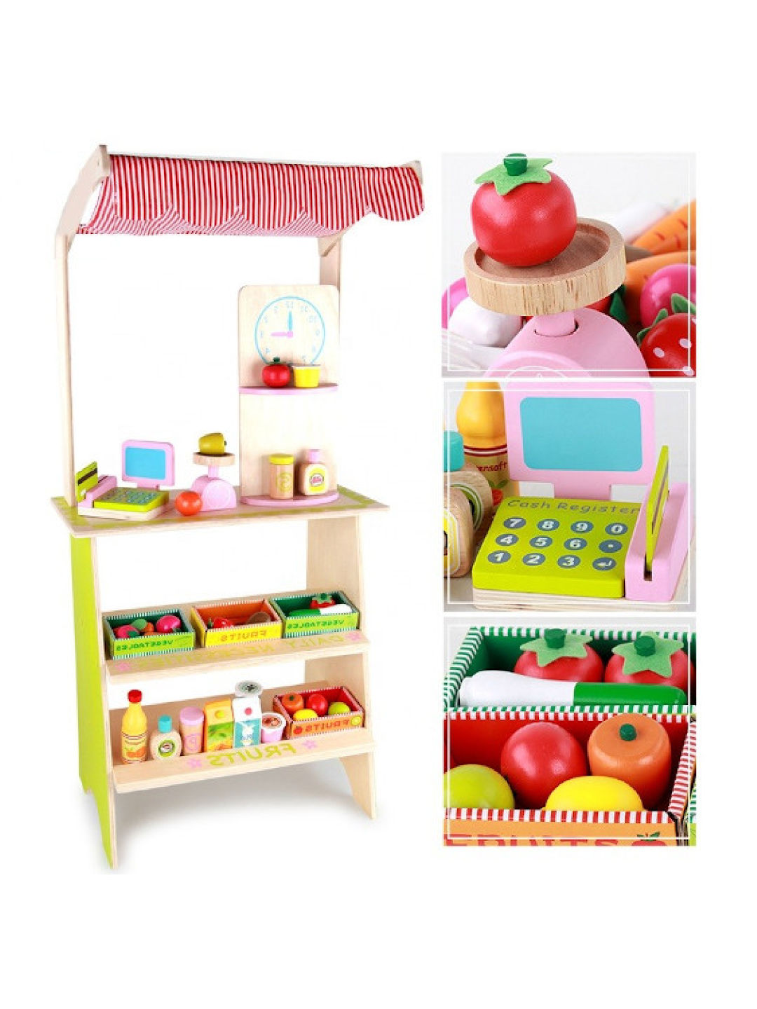 Tots Depot Wooden Grocery Booth (No Color- Image 1)