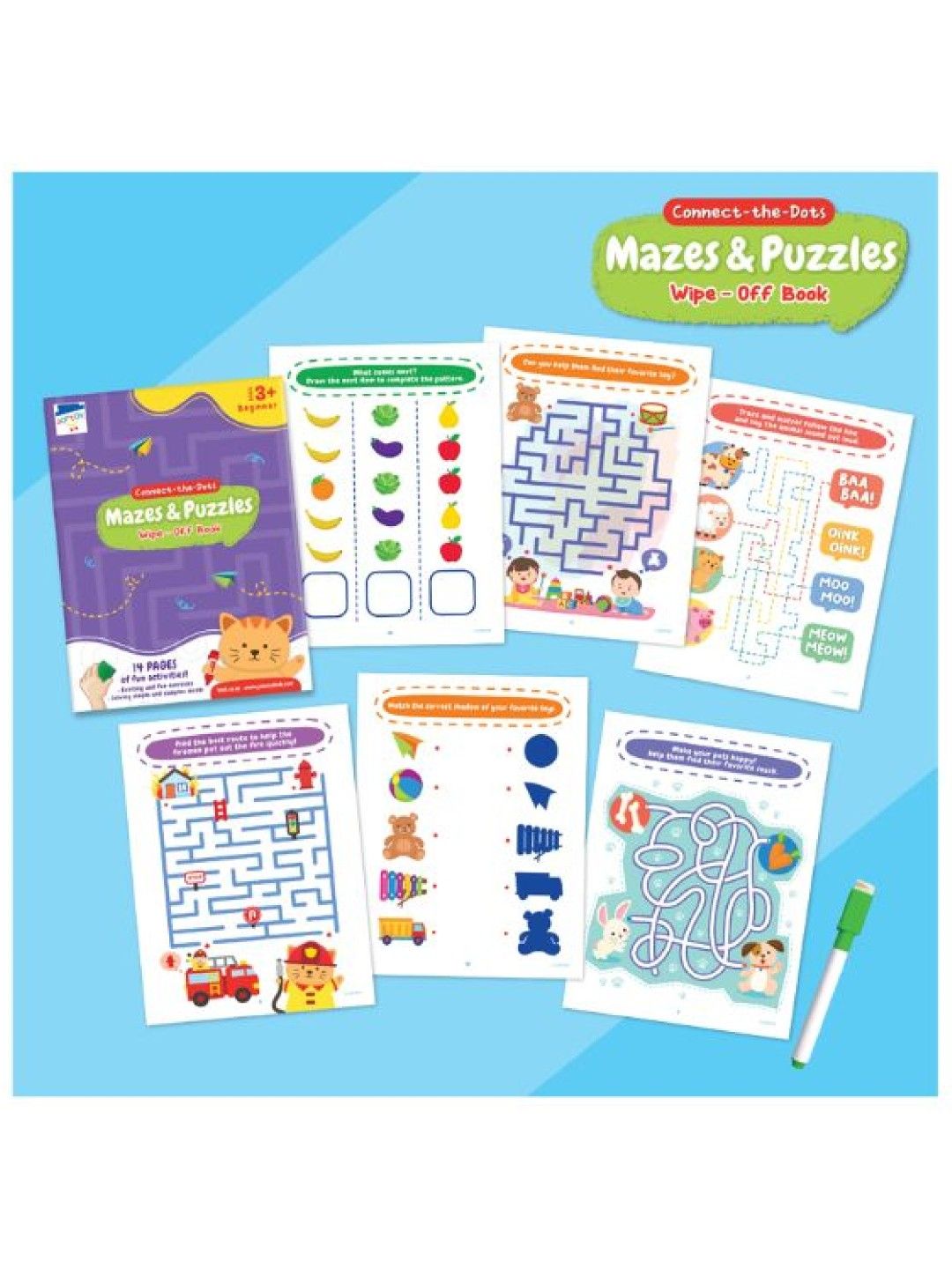 Joytoy Connect the Dots Mazes & Puzzles Wipe-off Book (No Color- Image 2)