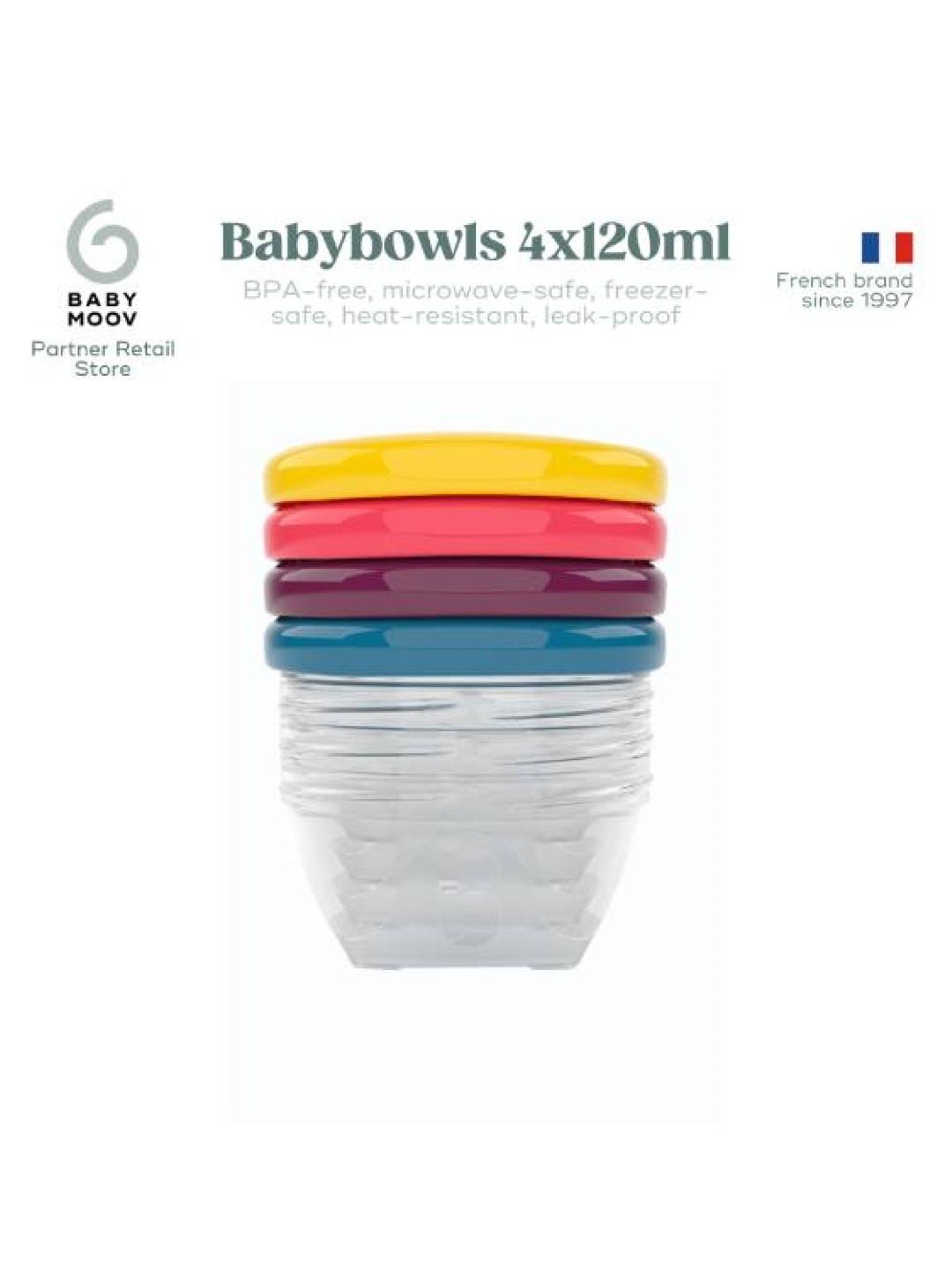 Babymoov Babybowls Rewritable Airtight Food Storage Containers (120mL) (Bundle of 4) (No Color- Image 2)