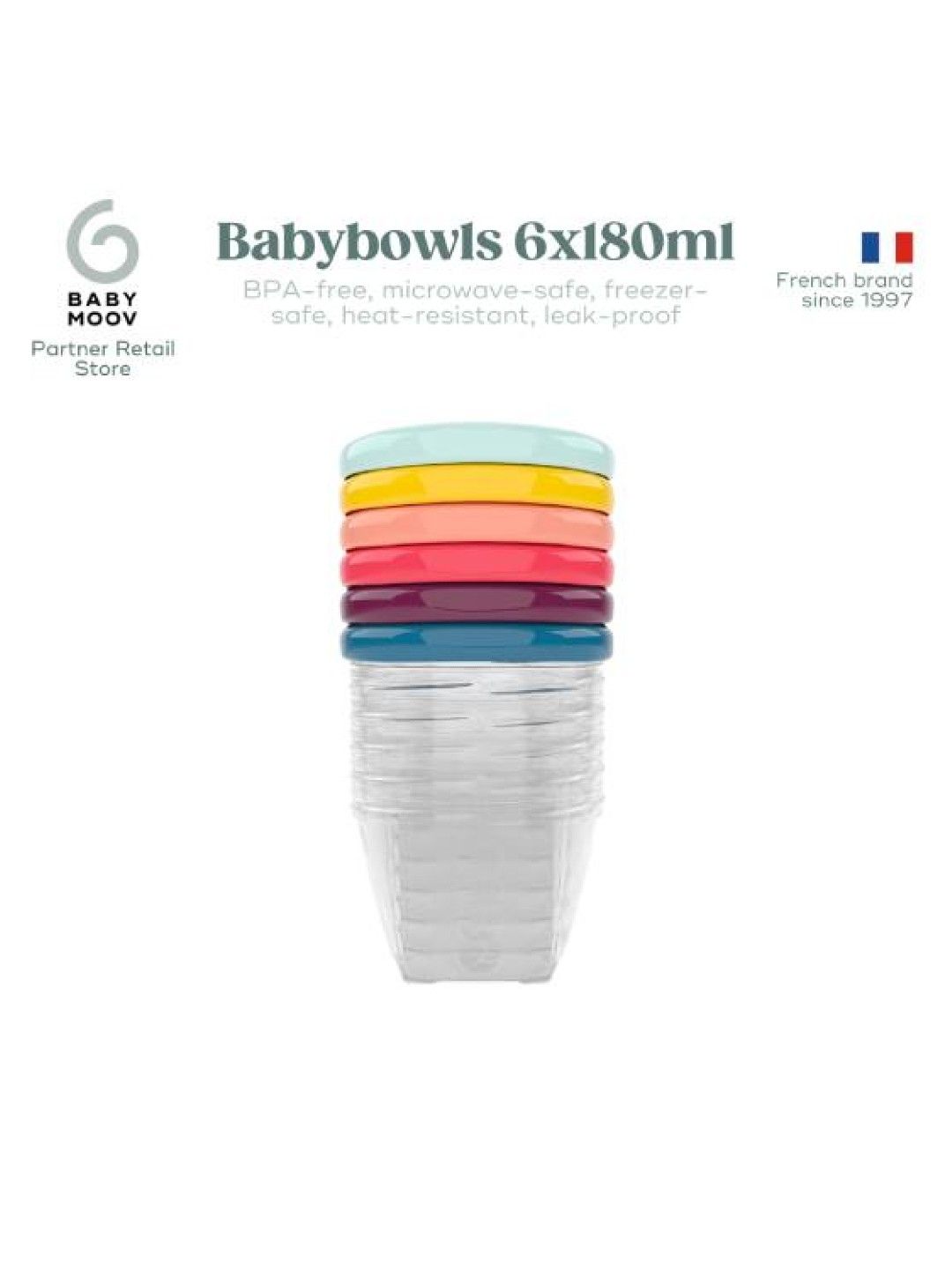 Babymoov Babybowls Rewritable Airtight Food Storage Containers (180mL) (Bundle of 6) (No Color- Image 2)