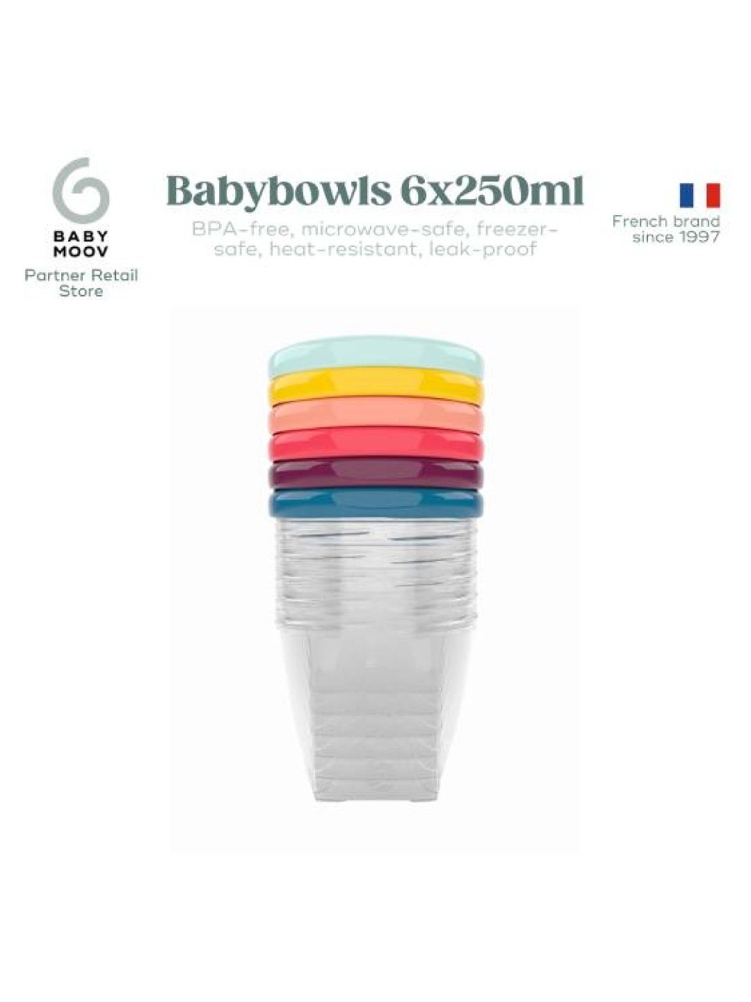 Babymoov Babybowls Rewritable Airtight Food Storage Containers (250mL) (Bundle of 6) (No Color- Image 2)