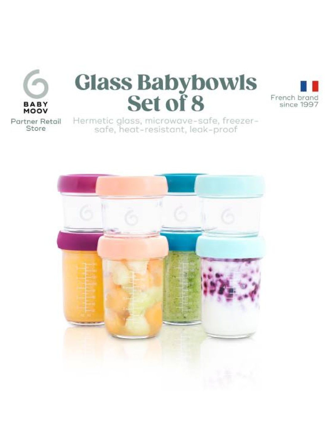 Babymoov Babybowls Hermetic Glass Storage Containers (Bundle of 8) (No Color- Image 3)