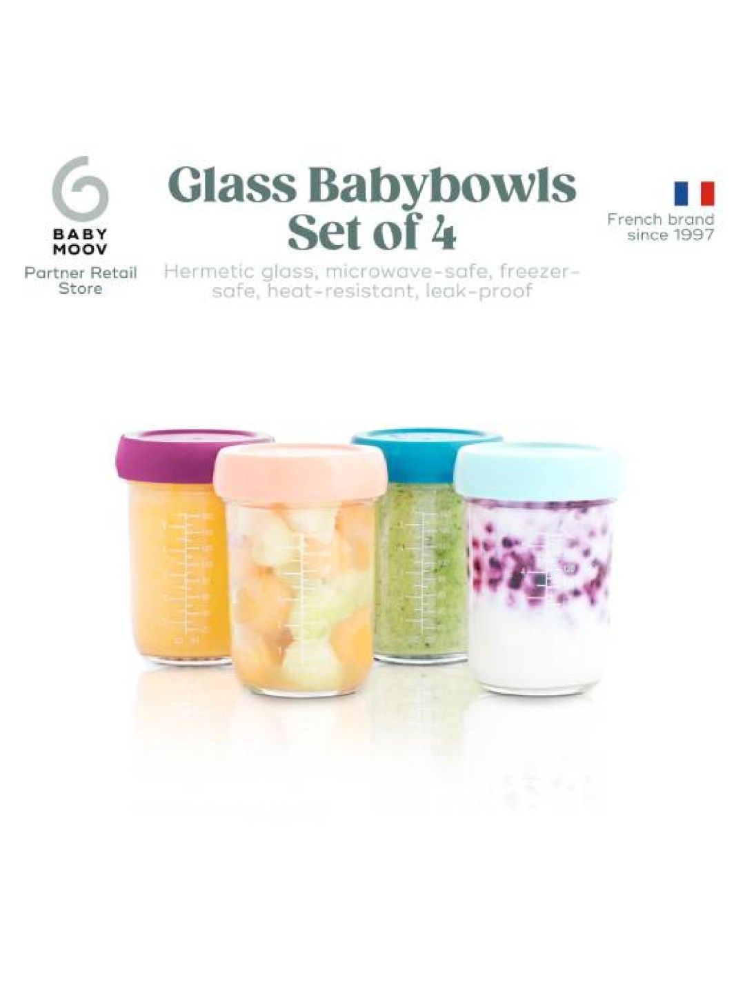 Babymoov Babybowls Hermetic Glass Storage Containers (220mL) (Bundle of 4) (No Color- Image 3)