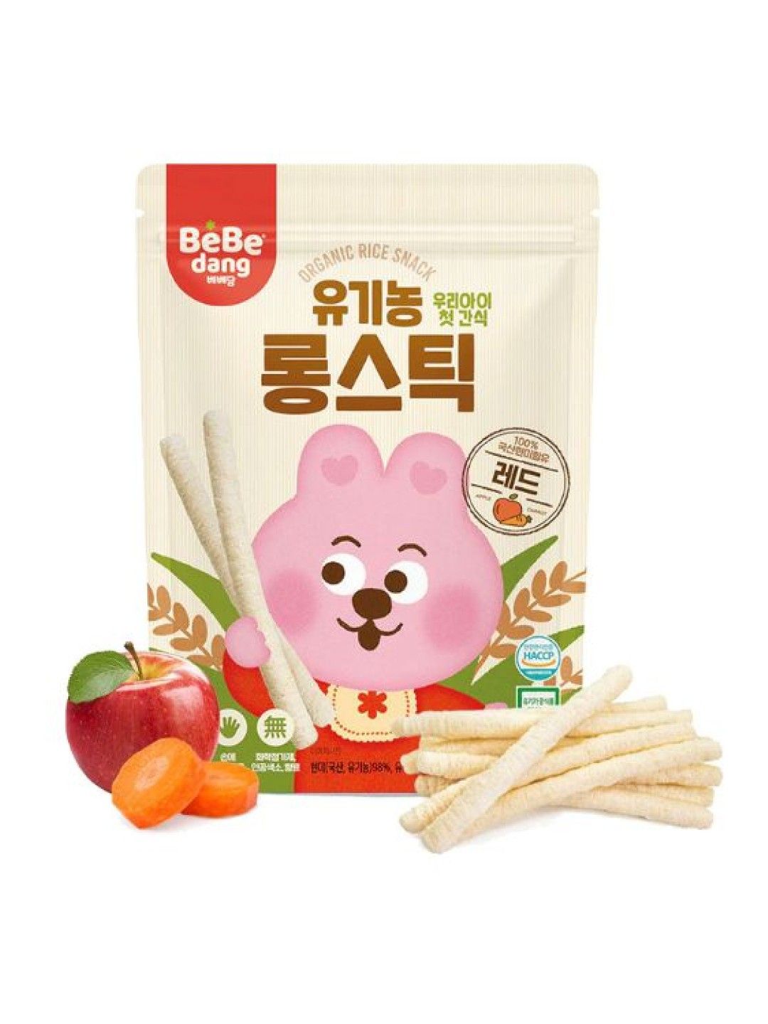 Bebedang Organic Brown Rice Stick (30g) - Red - Apple & Carrot