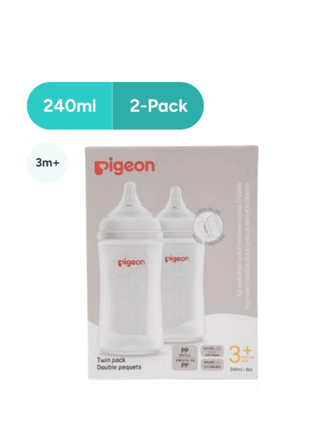 Pigeon Wideneck Version 3 PP Pro Bottle Twin Pack (240ml) (No Color- Image 1)