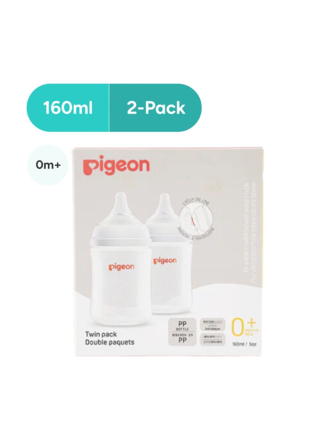 Pigeon Wideneck Version 3 PP Pro Bottle Twin Pack (160ml) (No Color- Image 1)