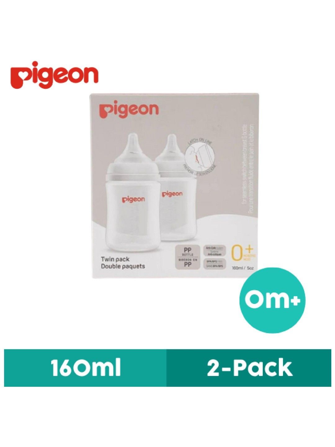Pigeon Wideneck Version 3 PP Pro Bottle Twin Pack (160ml)