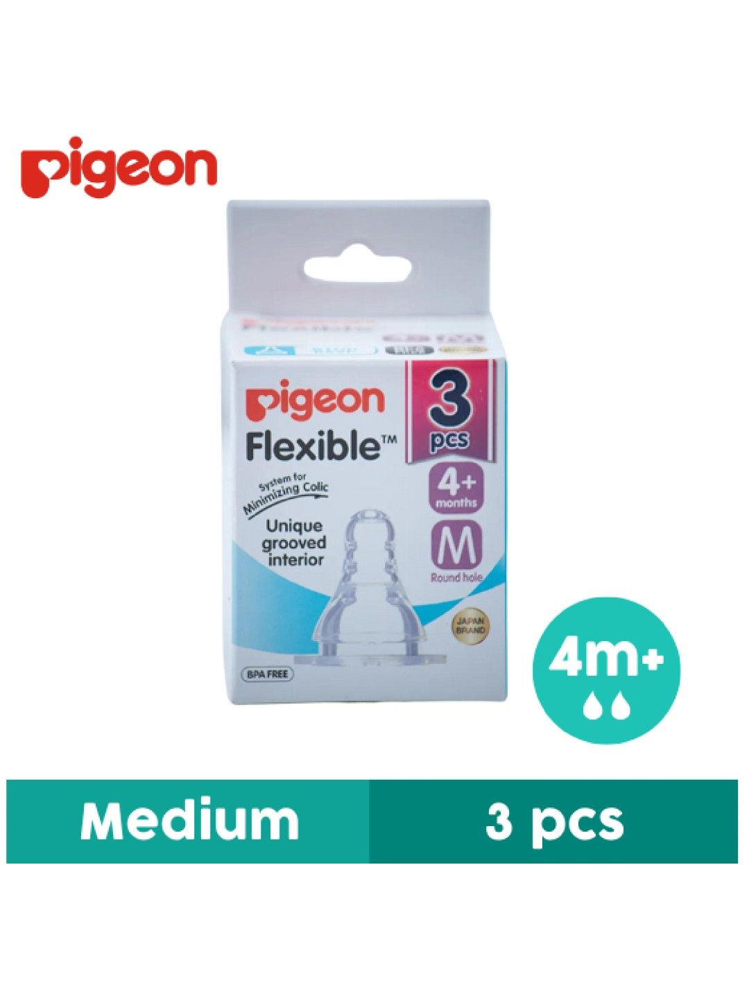 Pigeon Peristaltic Nipple Medium 3pcs/Box (No Color- Image 1)