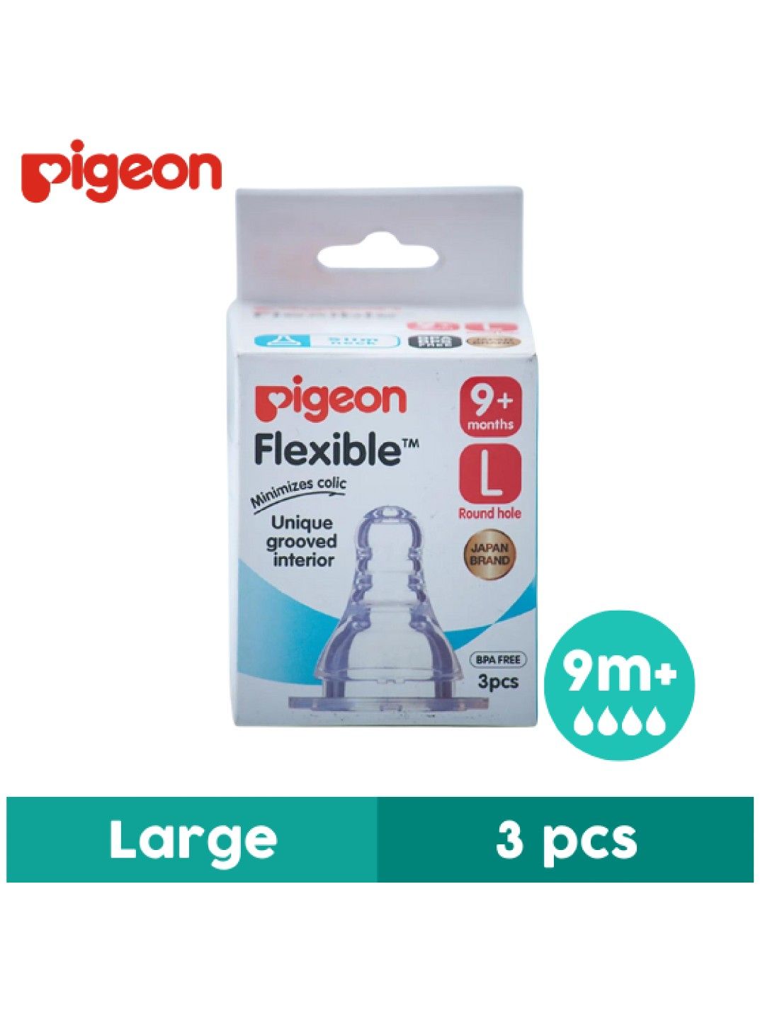 Pigeon Peristaltic Nipple Large 3pcs/Box