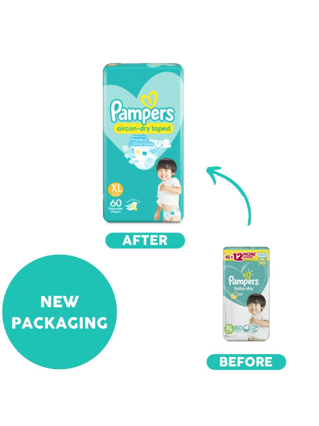 Pampers Baby Dry Taped XL 60s x 1 pack (60 pcs) (No Color- Image 3)