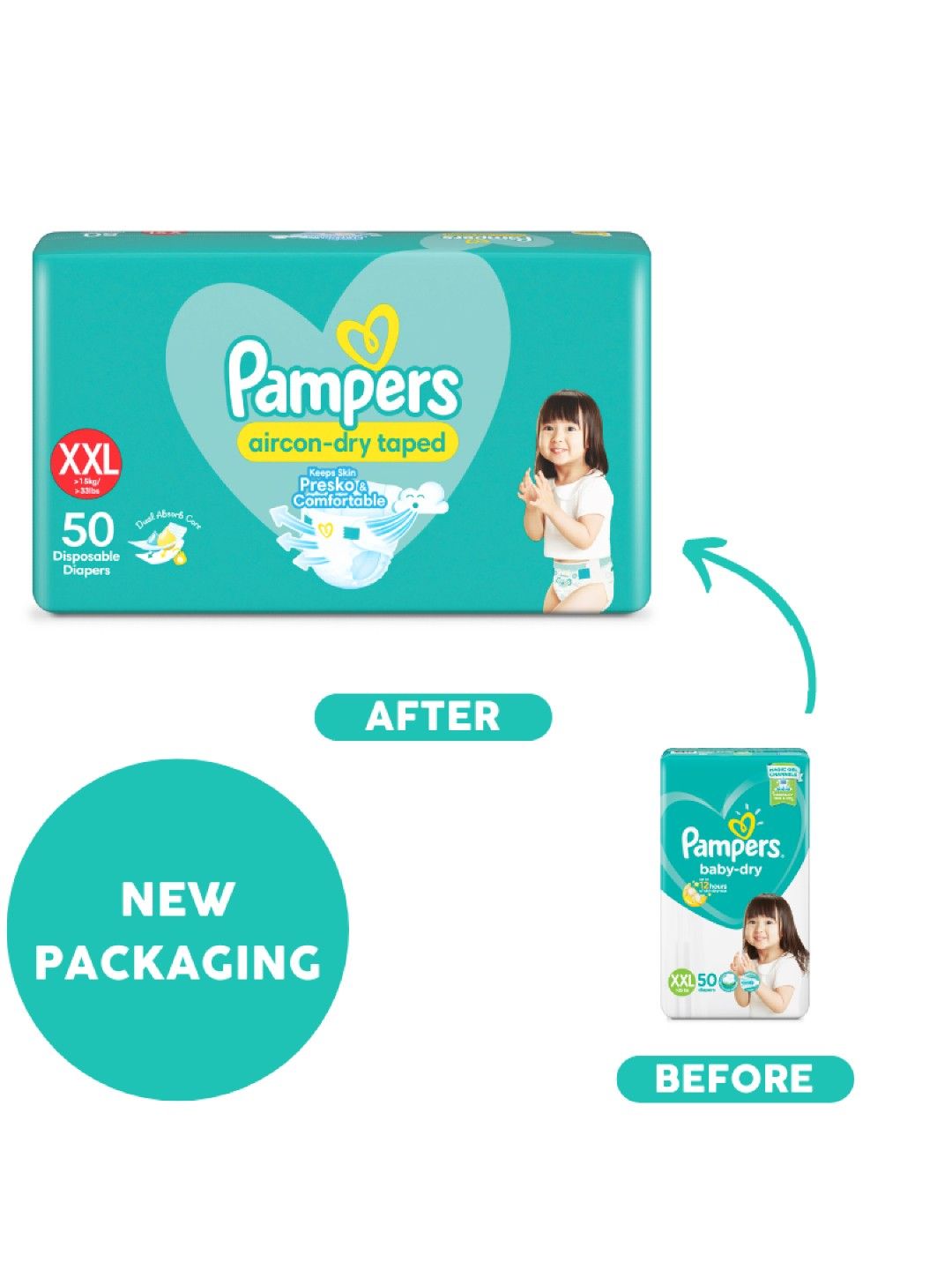 Pampers Baby Dry Taped XXL 50s x 1 pack (50 pcs) (No Color- Image 3)