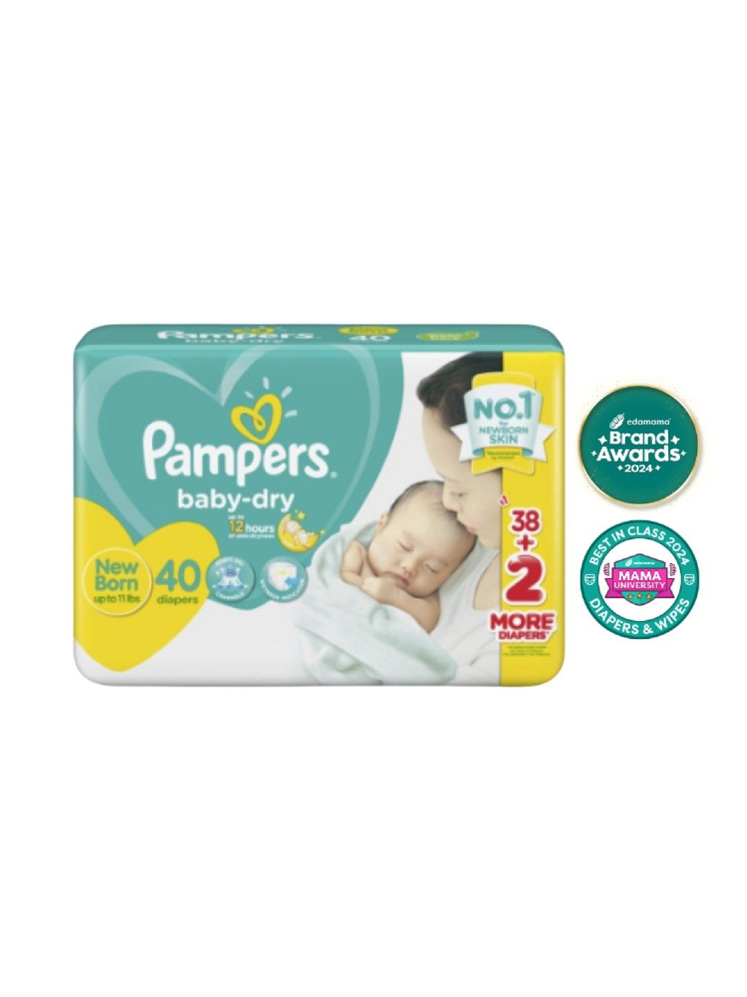 Pampers Baby Dry Taped Newborn 40s x 1 pack (40 pcs) (No Color- Image 1)