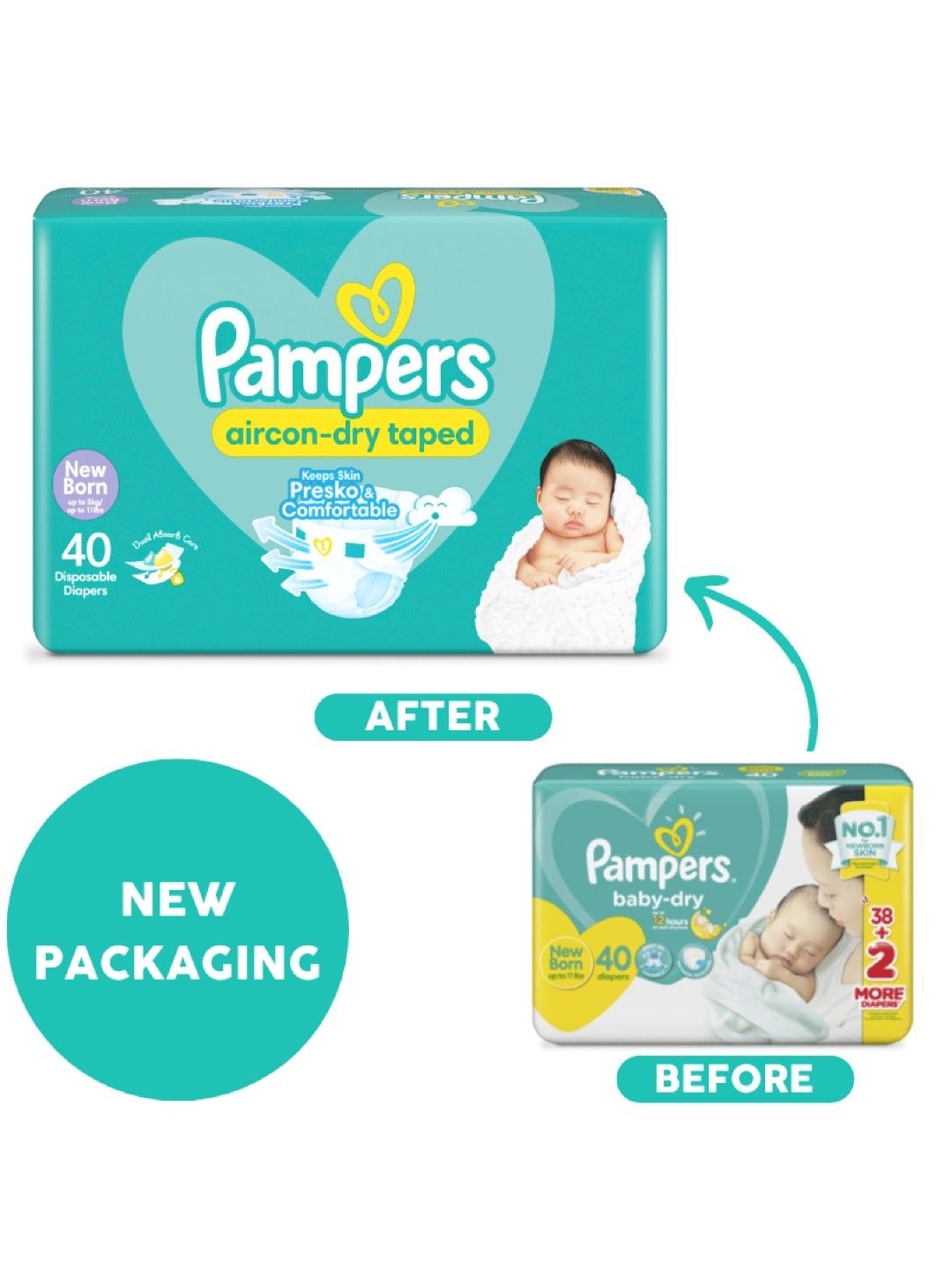 Pampers Baby Dry Taped Newborn 40s x 1 pack (40 pcs) (No Color- Image 3)