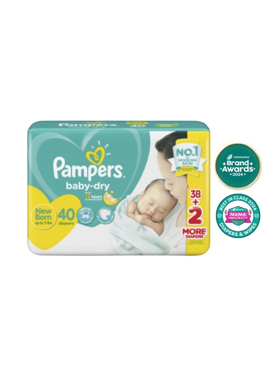 40pcs Pampers Diapers Pampers Baby Dry Taped Newborn (40 Pcs) Edamama