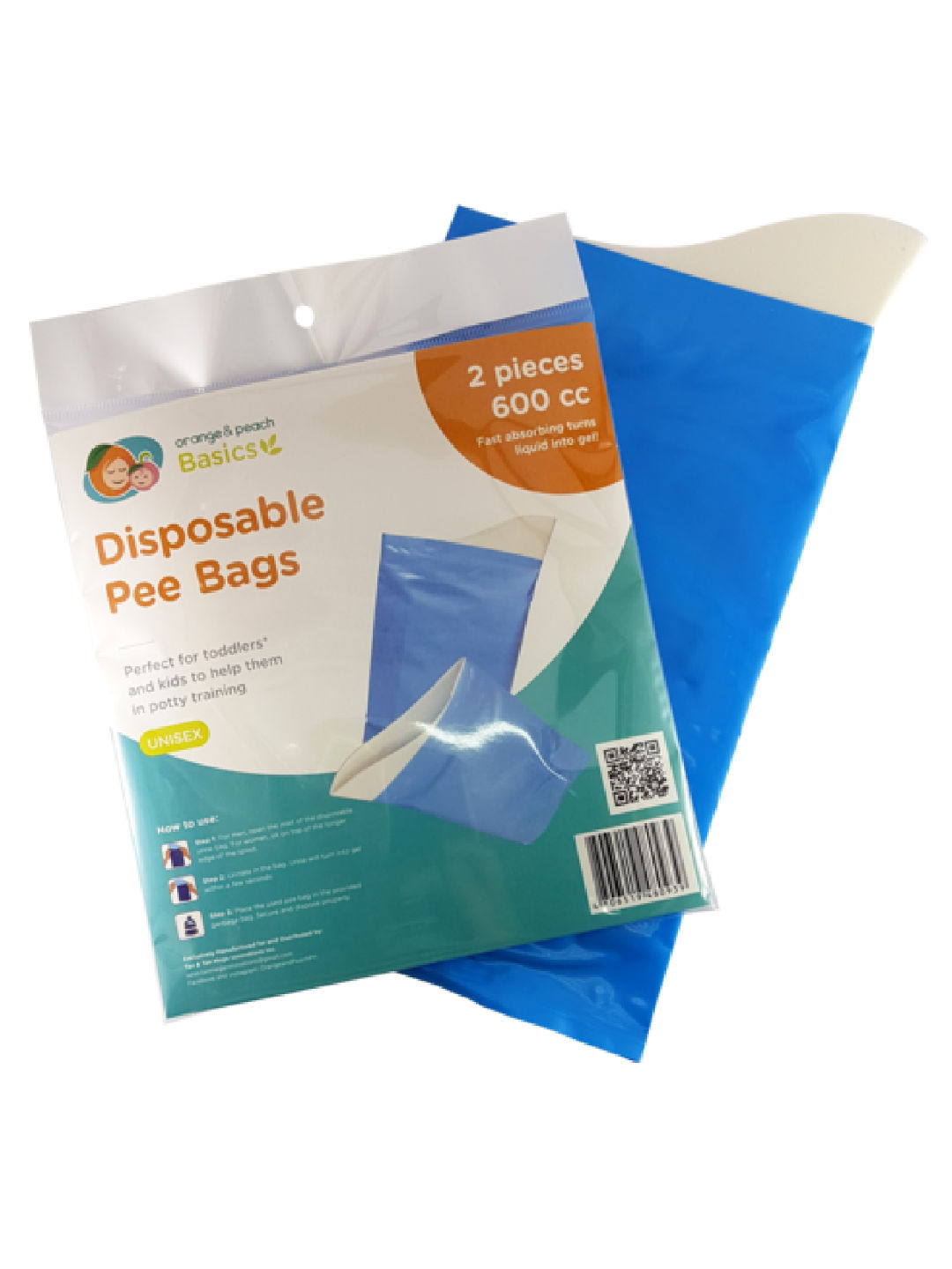 Orange & Peach Disposable Pee Bags (2 pcs)