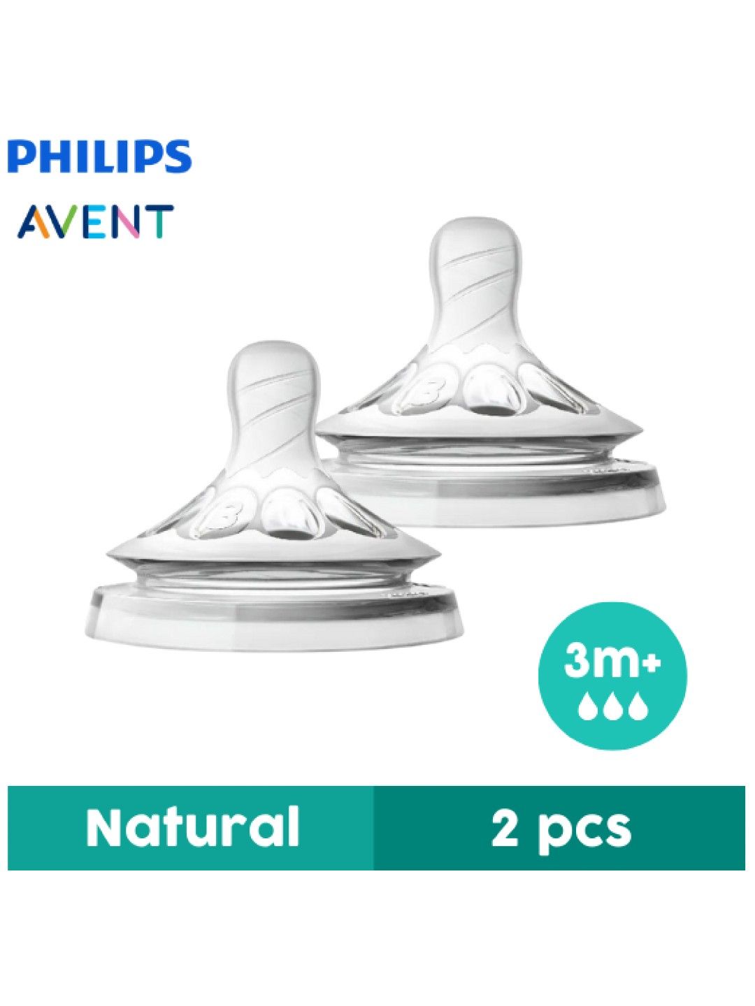 Avent Natural Medium Flow Nipples 3m+ (2-pack)