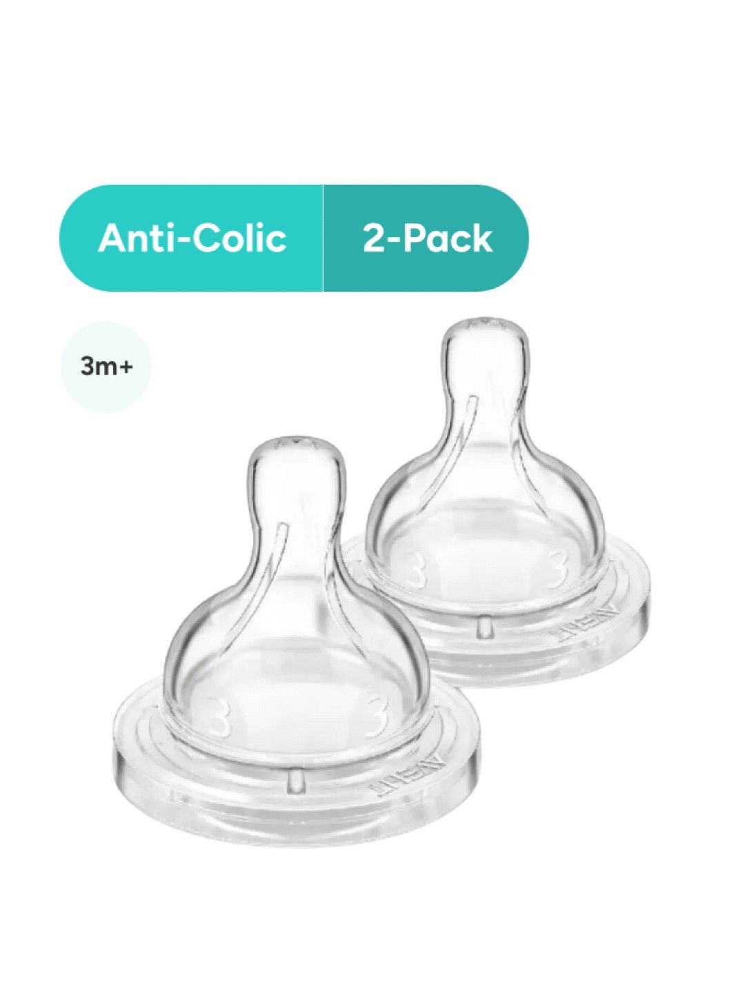 Avent Anti-colic Medium Flow Nipples 3m+ (2-pack)