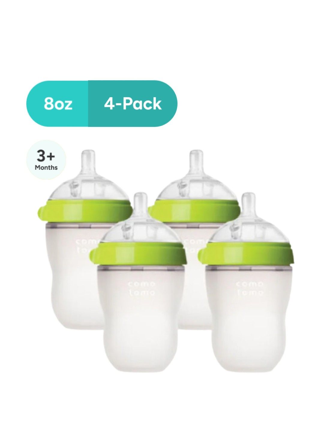 Comotomo Silicone Baby Bottle -Bundle of 4 (8oz) (Green- Image 1)