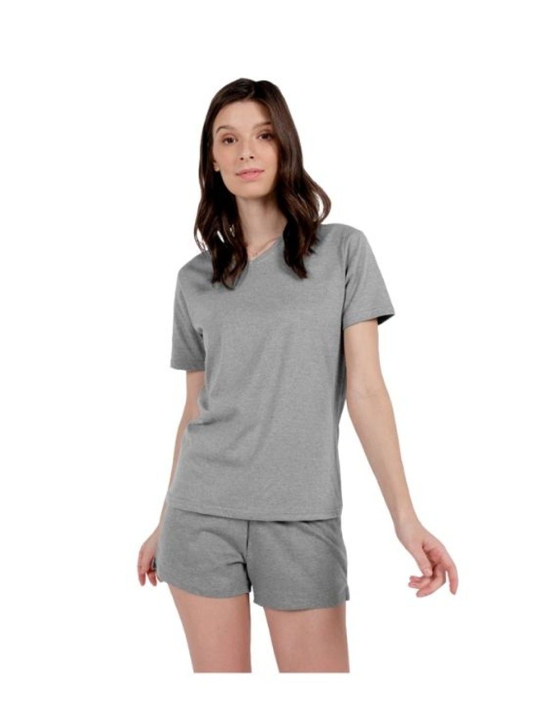 INSPI Ladies Premium - V-Neck Plain Shirt (Acid Gray- Image 2)