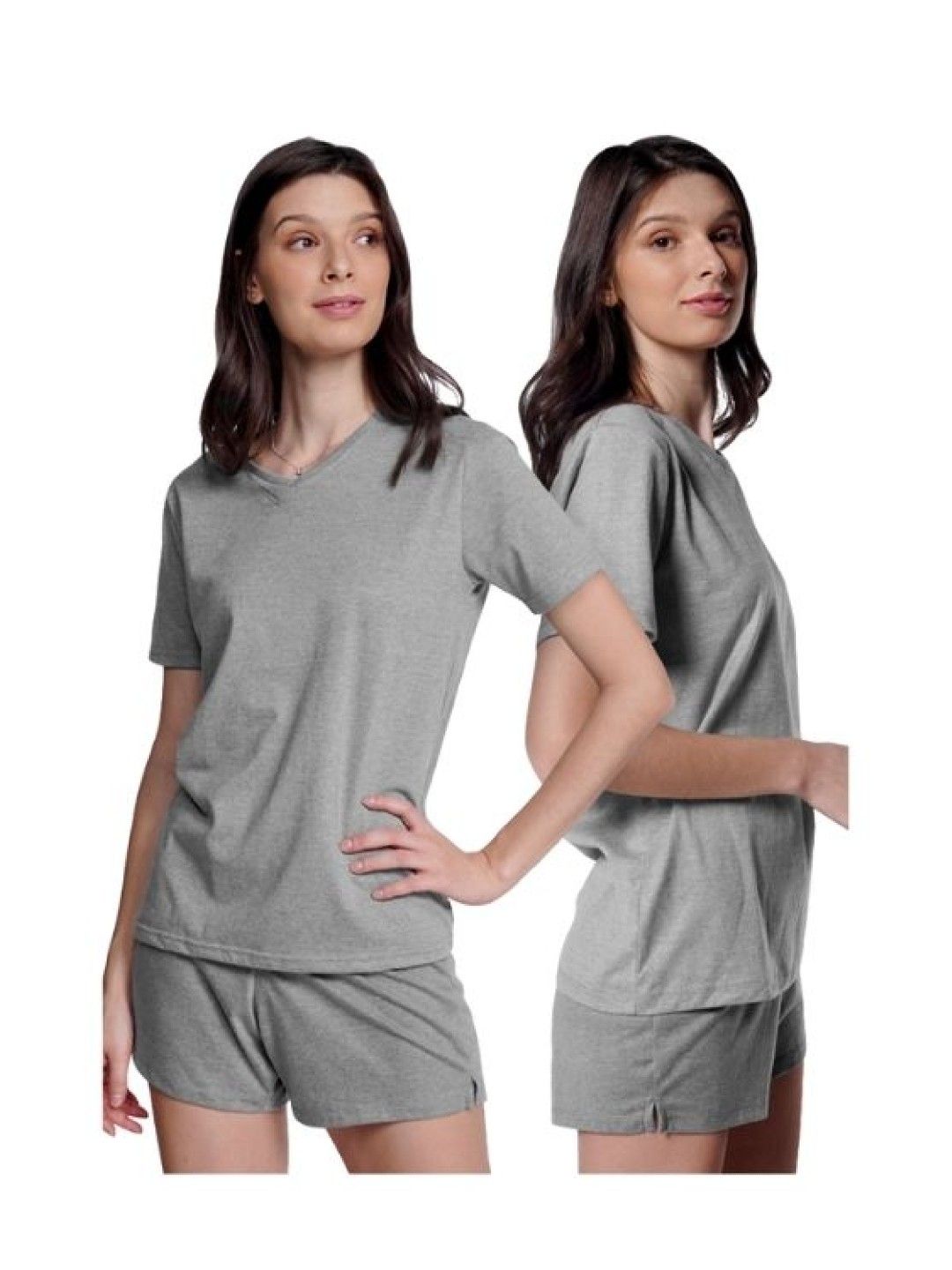 INSPI Ladies Premium - V-Neck Plain Shirt (Acid Gray- Image 3)