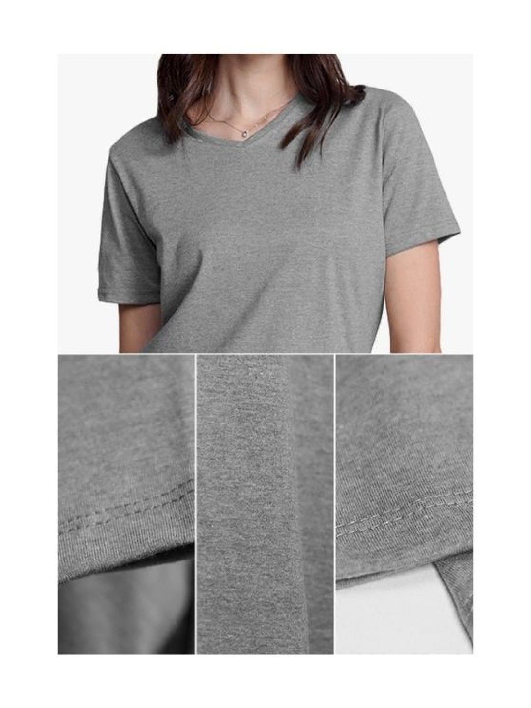 INSPI Ladies Premium - V-Neck Plain Shirt (Acid Gray- Image 4)