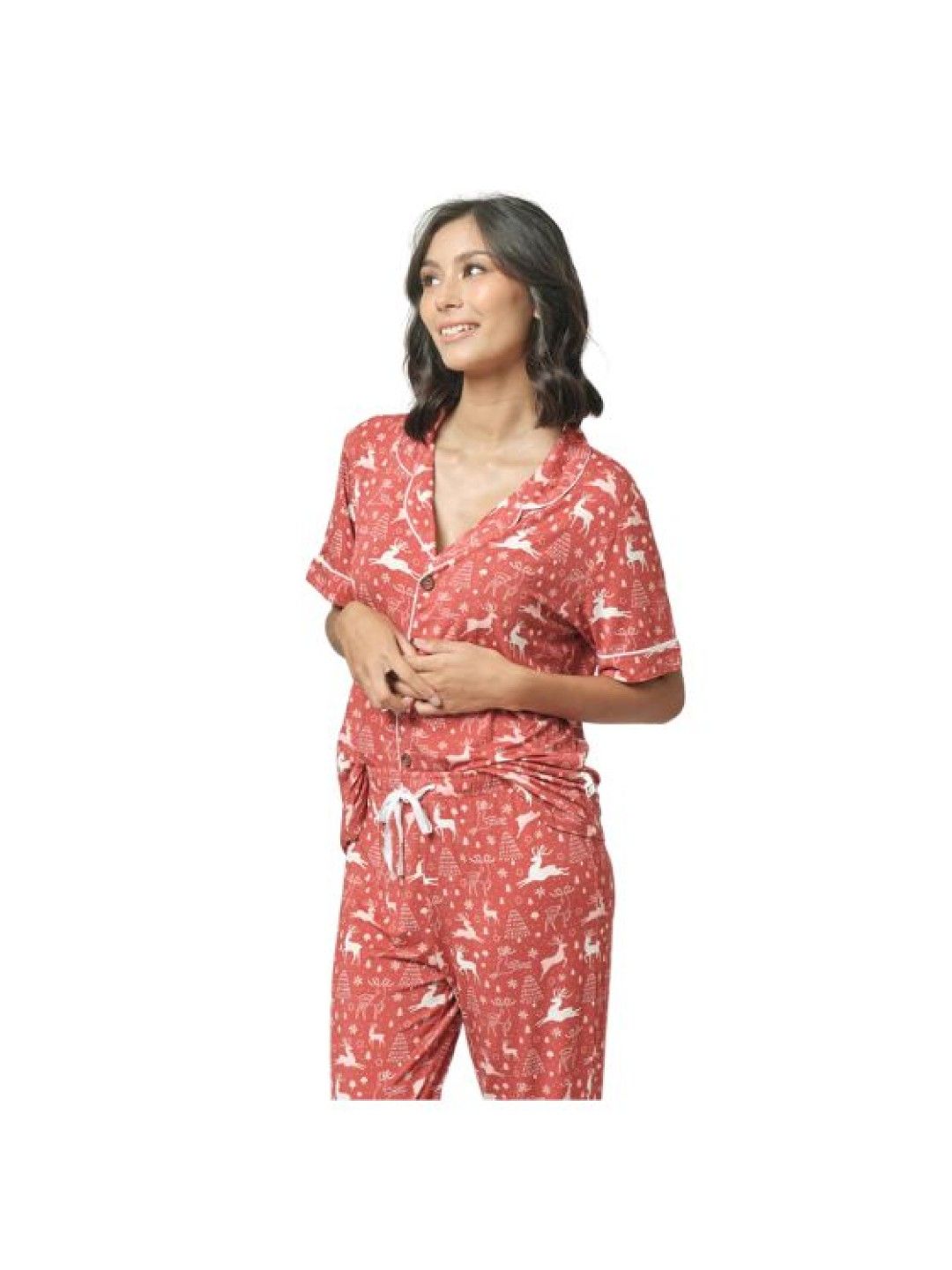 Bamberry Baby Adult Short Sleeves Button Down Set, Reindeer (No Color- Image 2)