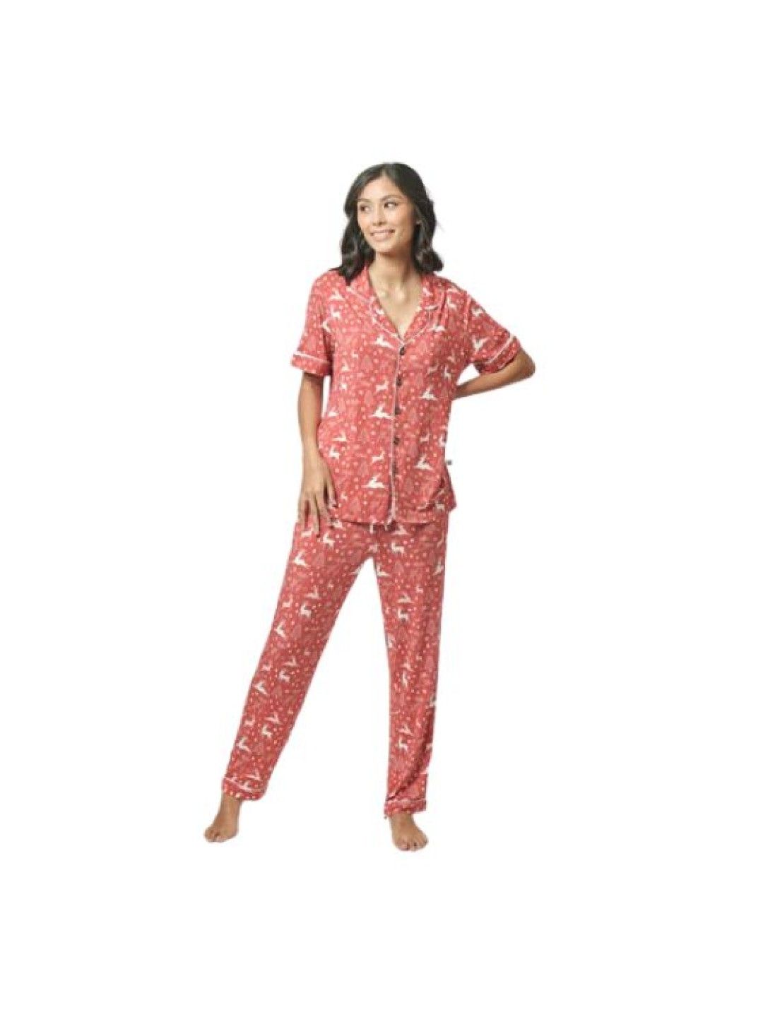 Bamberry Baby Adult Short Sleeves Button Down Set, Reindeer (No Color- Image 3)