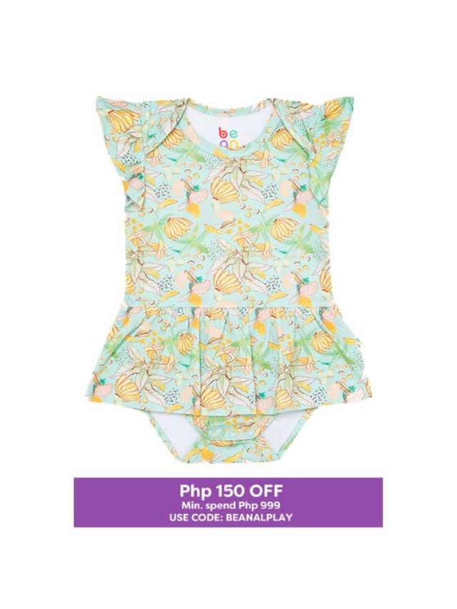 bean Wonder Playsuits Alessa Lanot Saging Swirl Berry Blast Onesie Dress