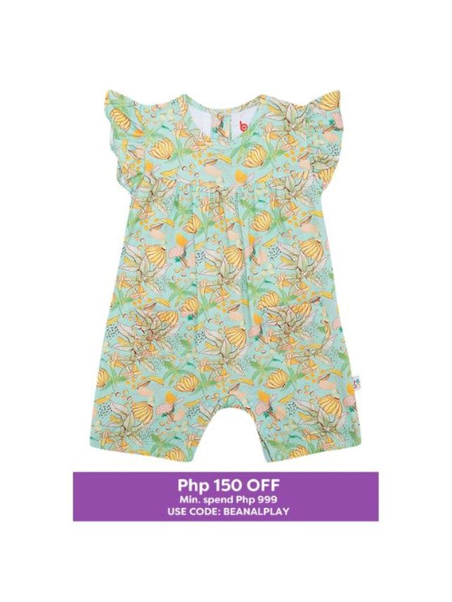 bean Wonder Playsuits Alessa Lanot Saging Swirl Flutter Sleeves Romper