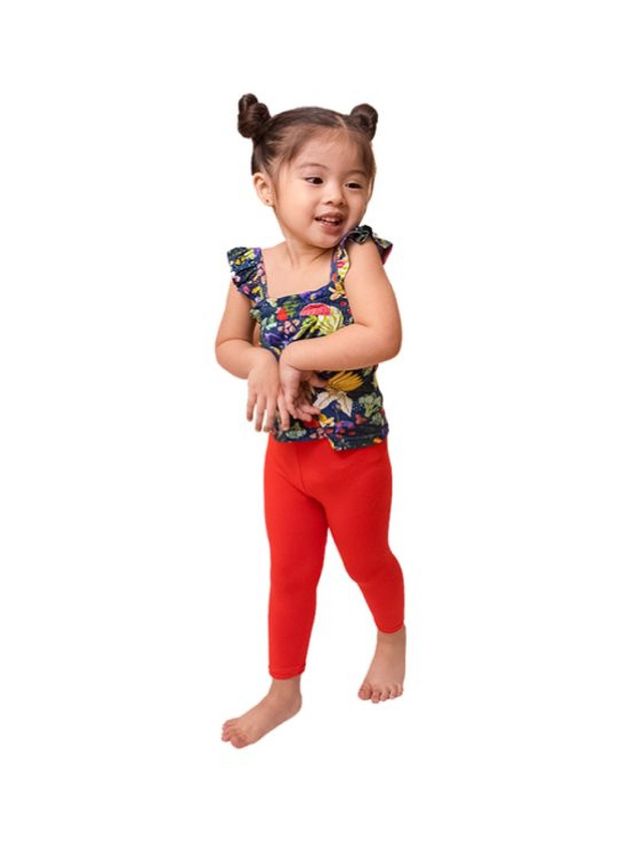 bean Alessa Lanot Playwear Fruit Salad Ruffled Sleeveless with Plain Leggings