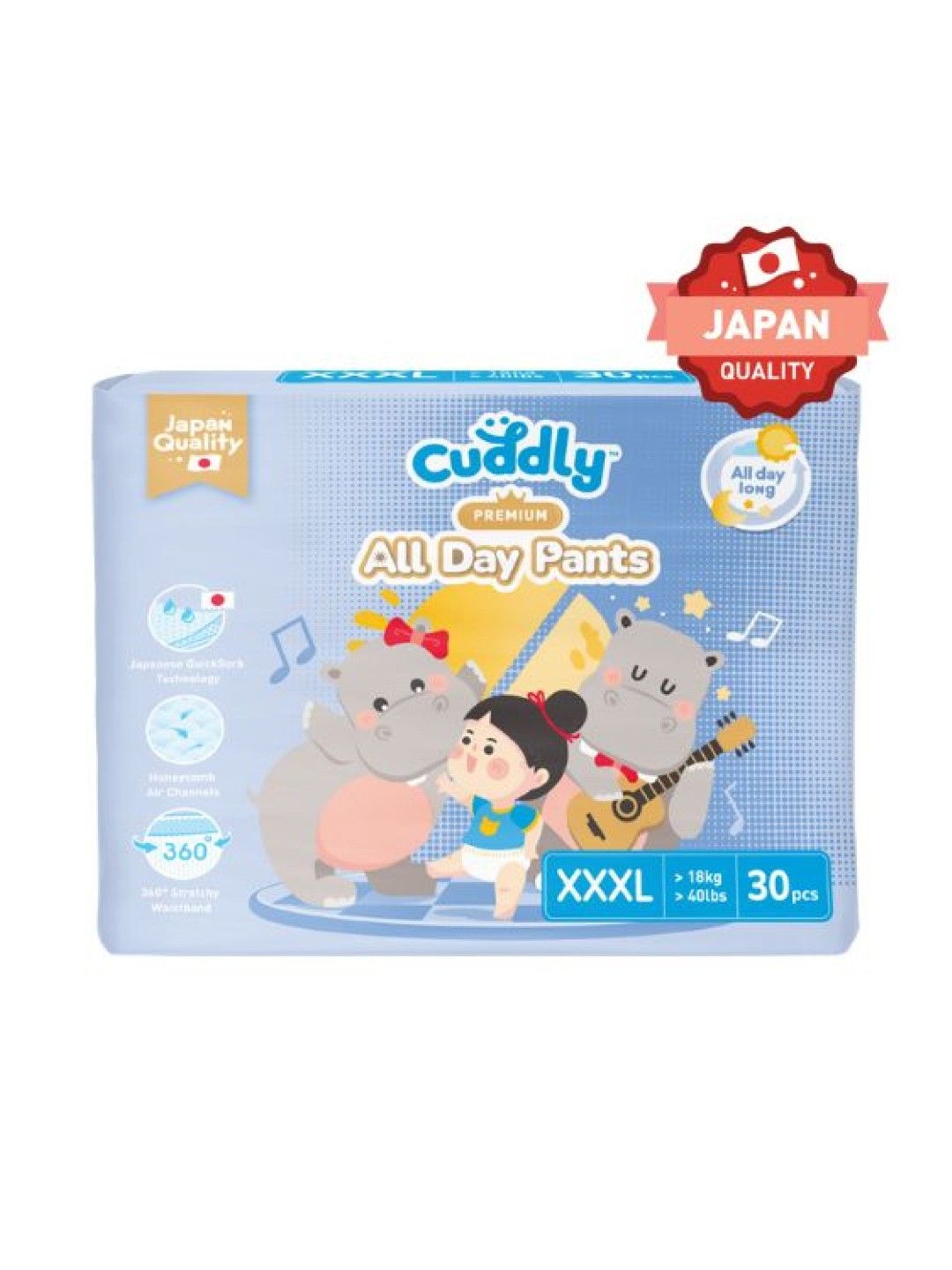 Cuddly All Day Overnight Premium Baby Pants Diaper XXXL (30pcs) (No Color- Image 1)