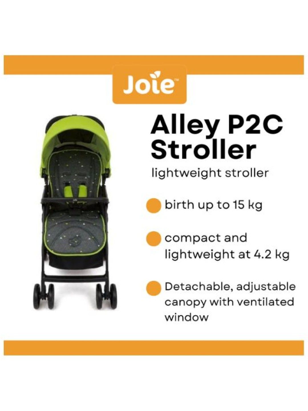 Joie Alley P2C Stroller - Citrus (No Color- Image 2)