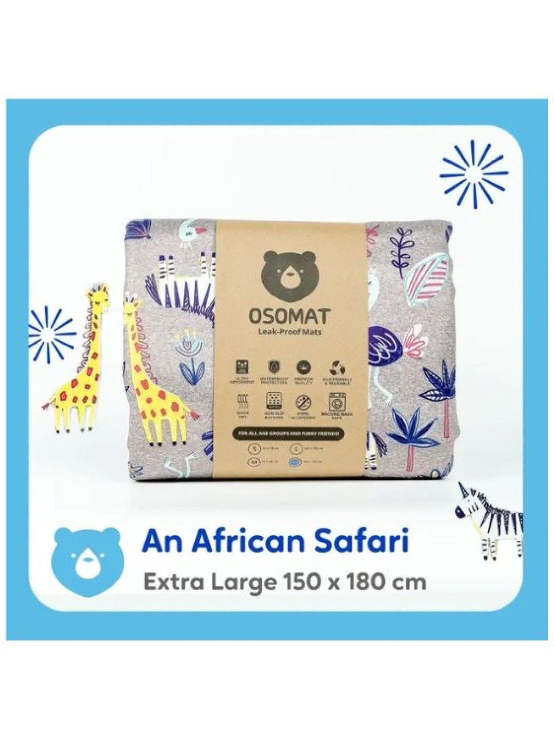 Osomat Leak Proof Mat (Unisex) - XL (An African Safari- Image 2)
