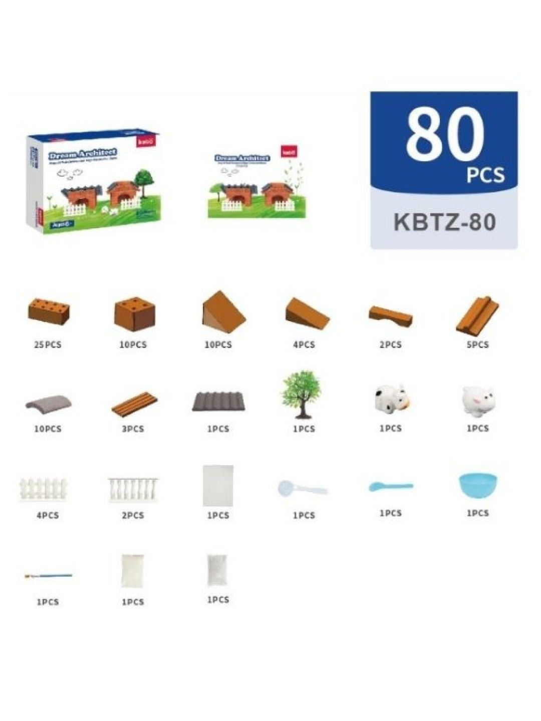 Kebo Animal Farm Dream Architect Brick Layering (80pcs) (No Color- Image 2)