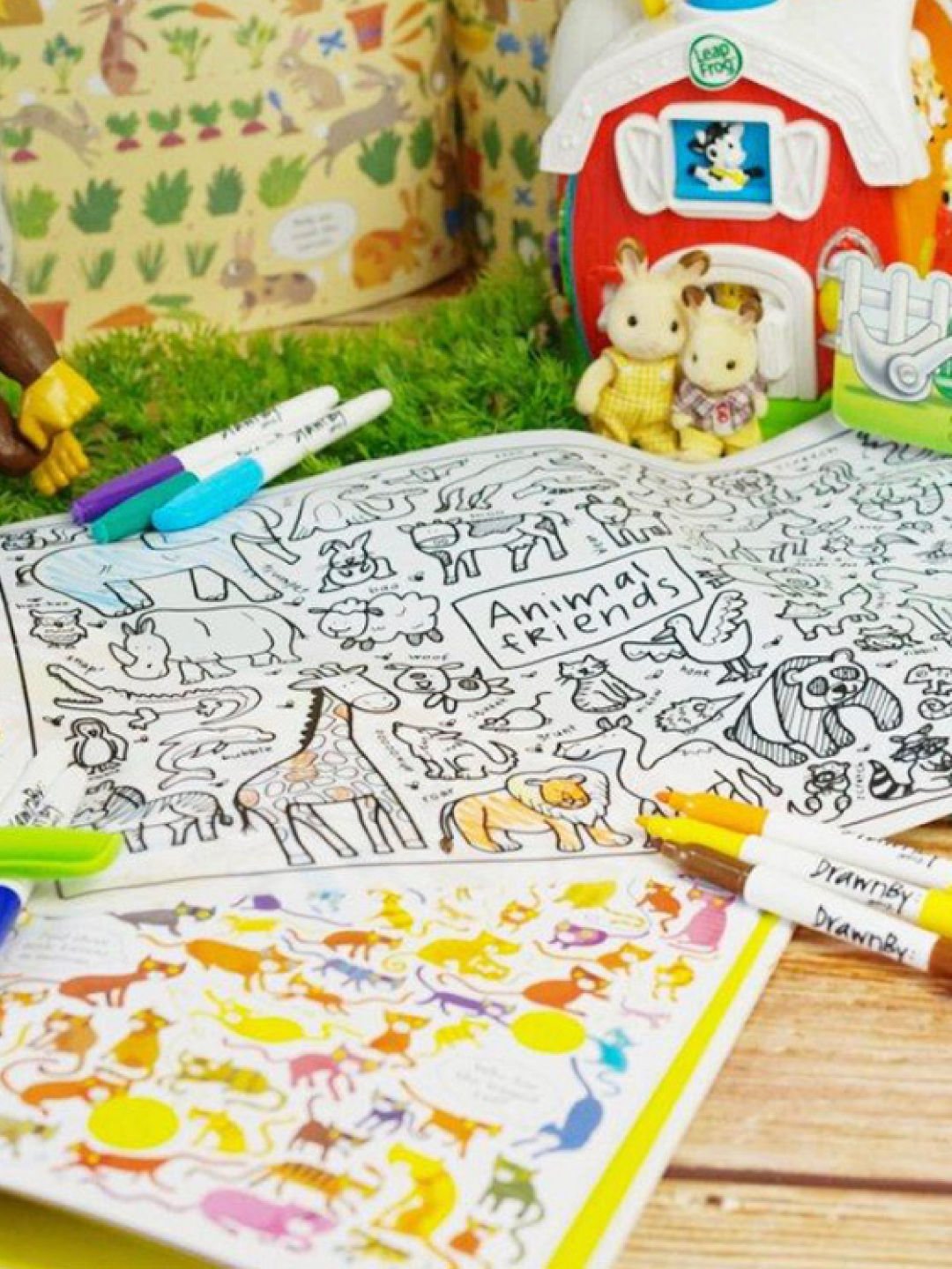 DrawnBy Animal Friends Washable Silicone Coloring Mat with Marker Set (No Color- Image 2)