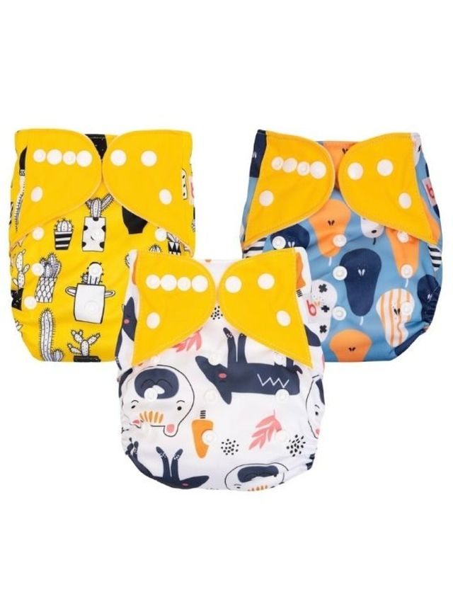 bean Snappies Animated Pattern Gear Cloth Diaper (Set of 3)