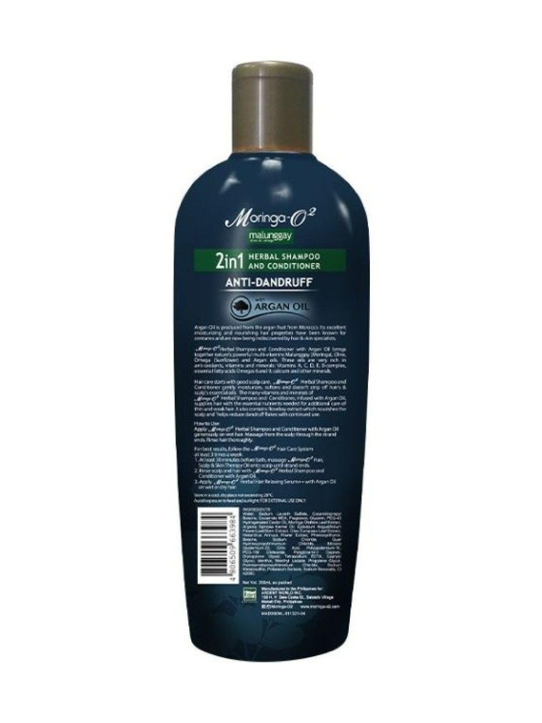 Moringa-O2 Anti-Dandruff 2-in-1 Shampoo & Conditioner with Argan Oil (350ml) (No Color- Image 2)