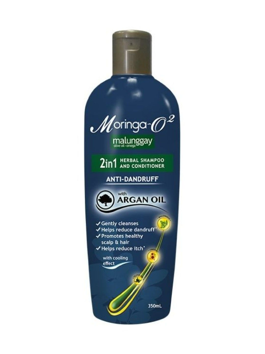 Moringa-O2 Anti-Dandruff 2-in-1 Shampoo & Conditioner with Argan Oil (350ml)