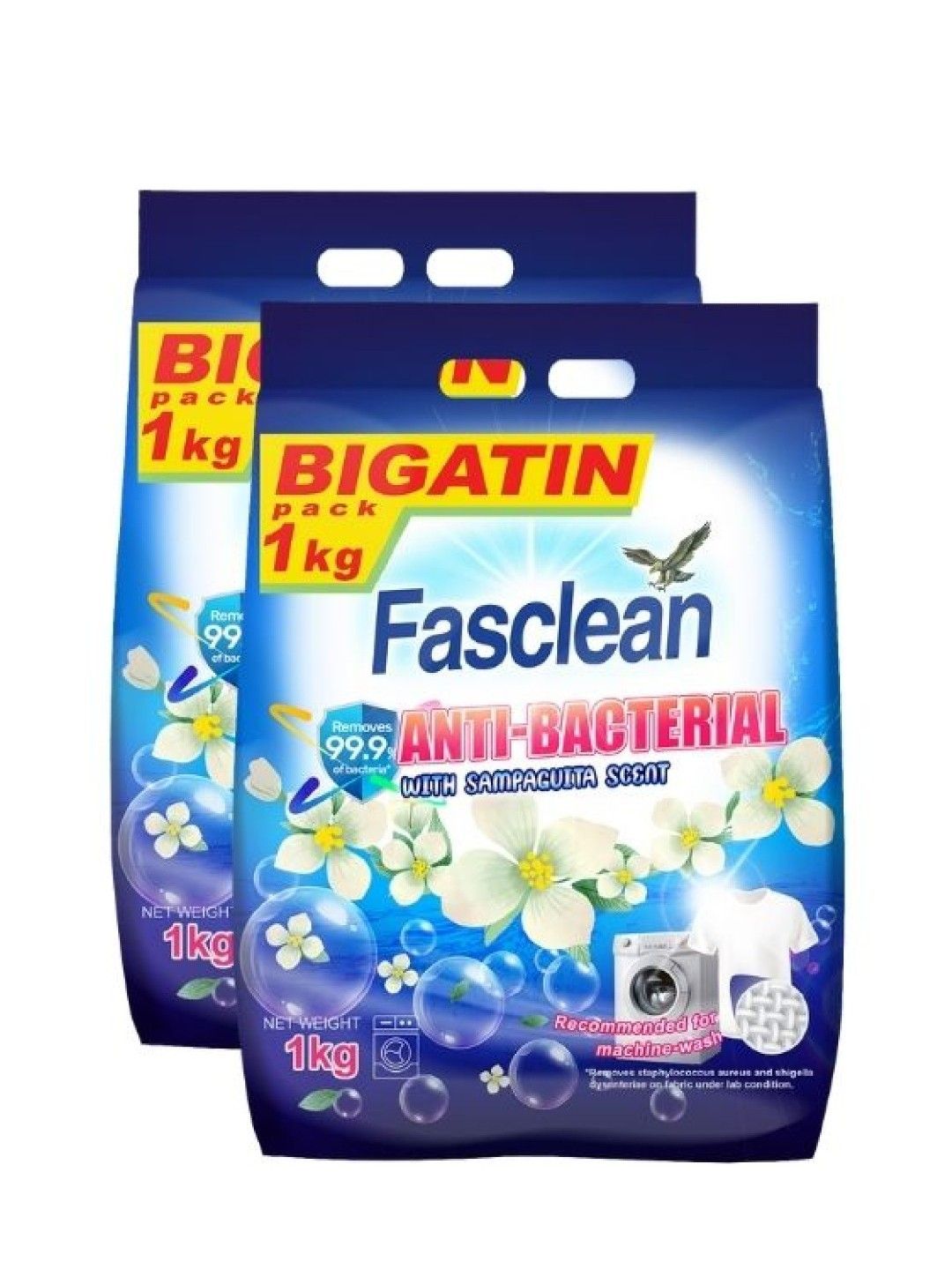 Fasclean Laundry Powder Antibac with Sampaguita Scent (1kg) (Bundle of 2)