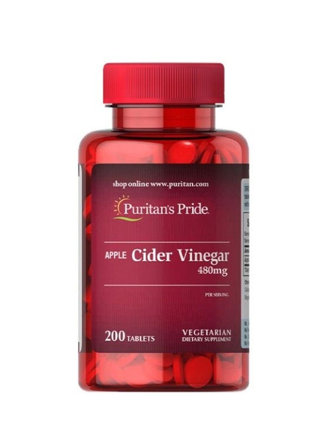 Puritan's Pride Apple Cider Vinegar 480 mg (200 tablets)