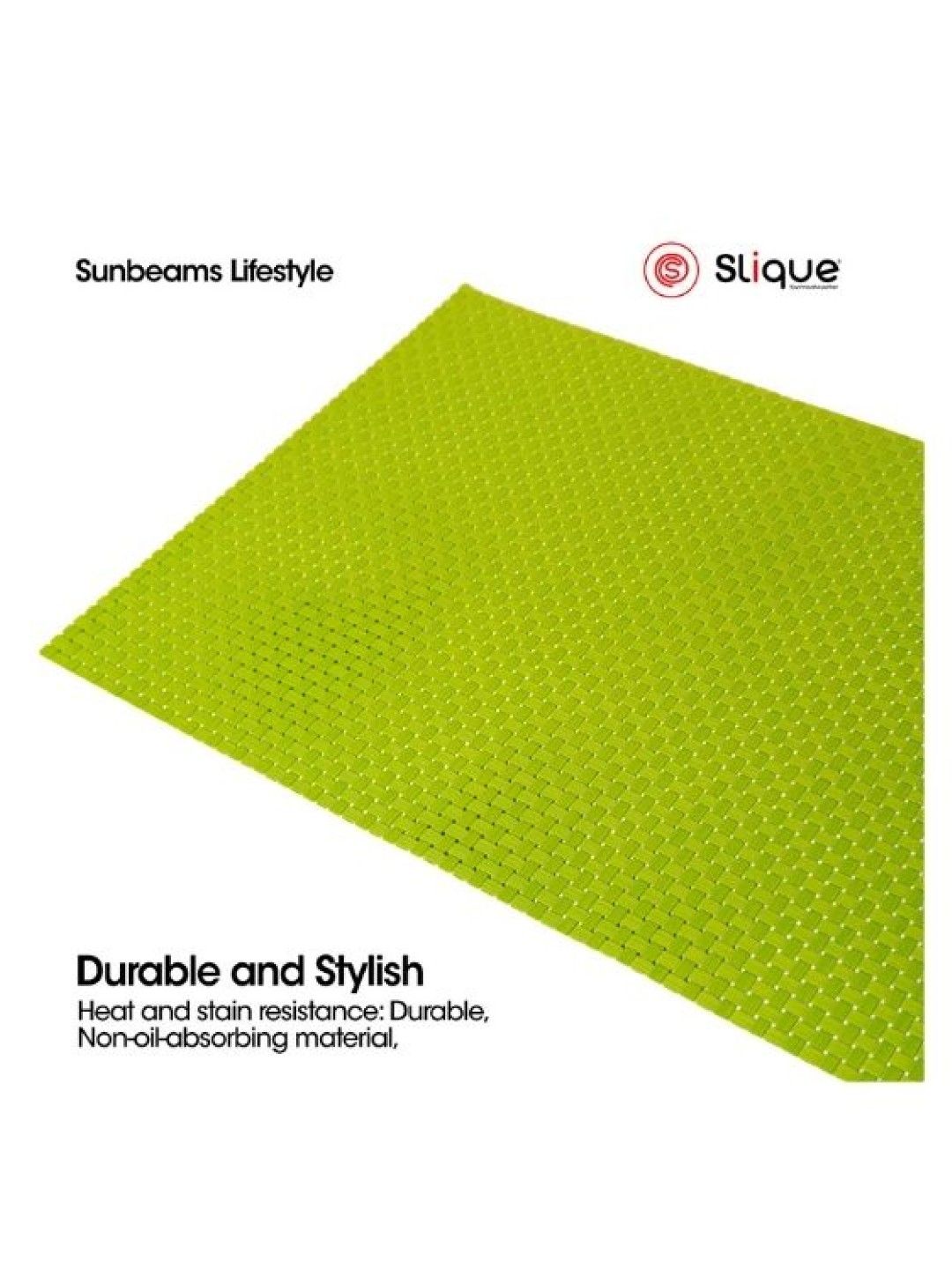 Sunbeams Lifestyle Slique Placemat PVC Woven Dining Table Mat 45 x 30cm (Collection 1) (Apple Green- Image 3)
