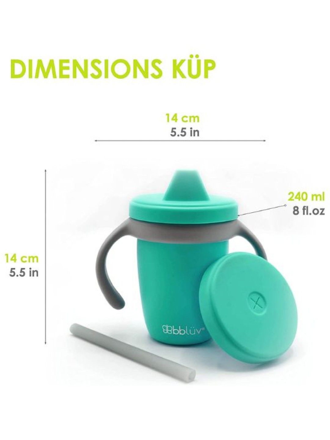 bbluv Küp: 4 in 1 Convertible Silicone Sippy Cup (Aqua- Image 2)