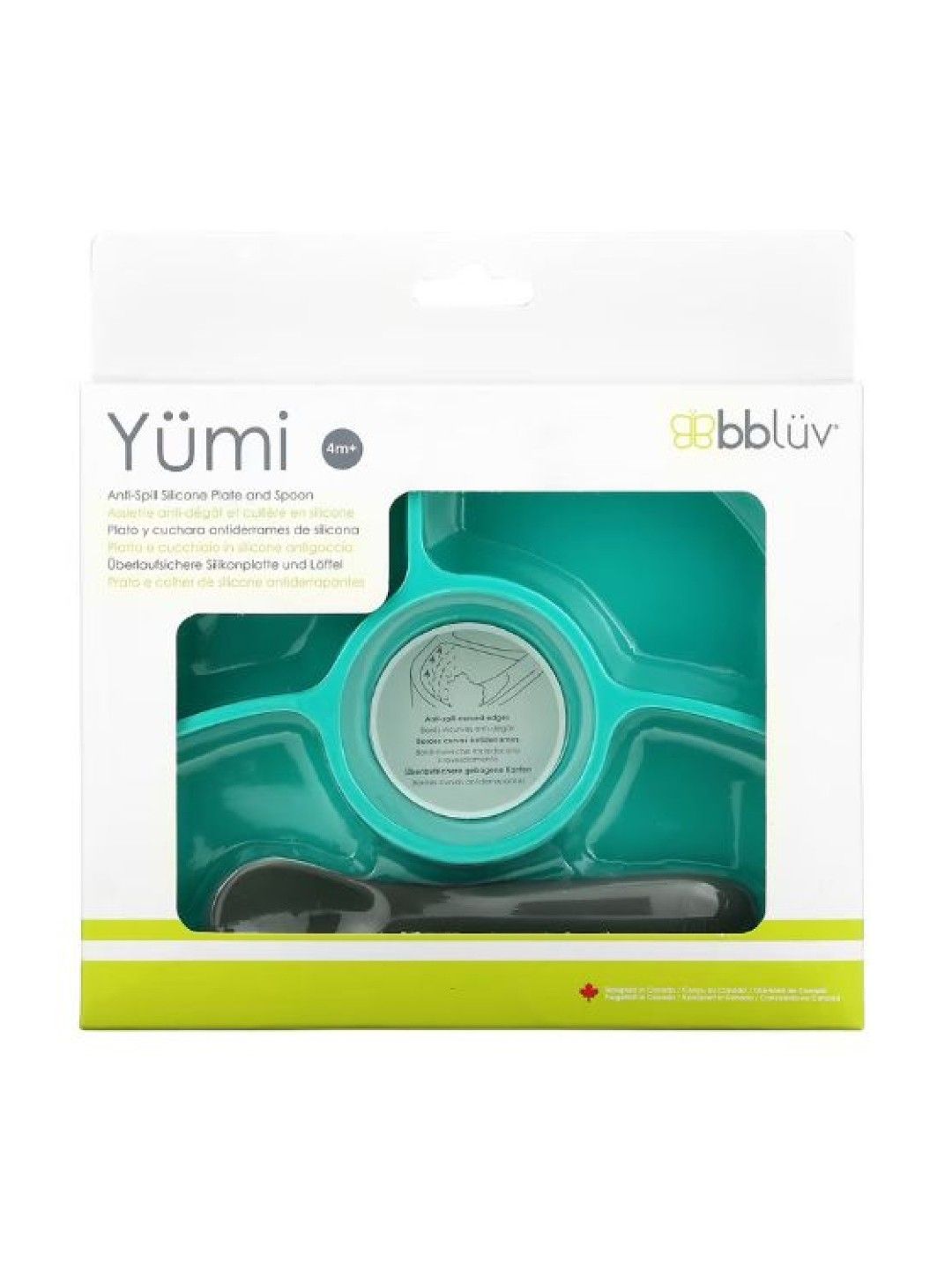 bbluv Yümi: Anti-Spill Silicone Plate and Spoon Set (Aqua- Image 3)