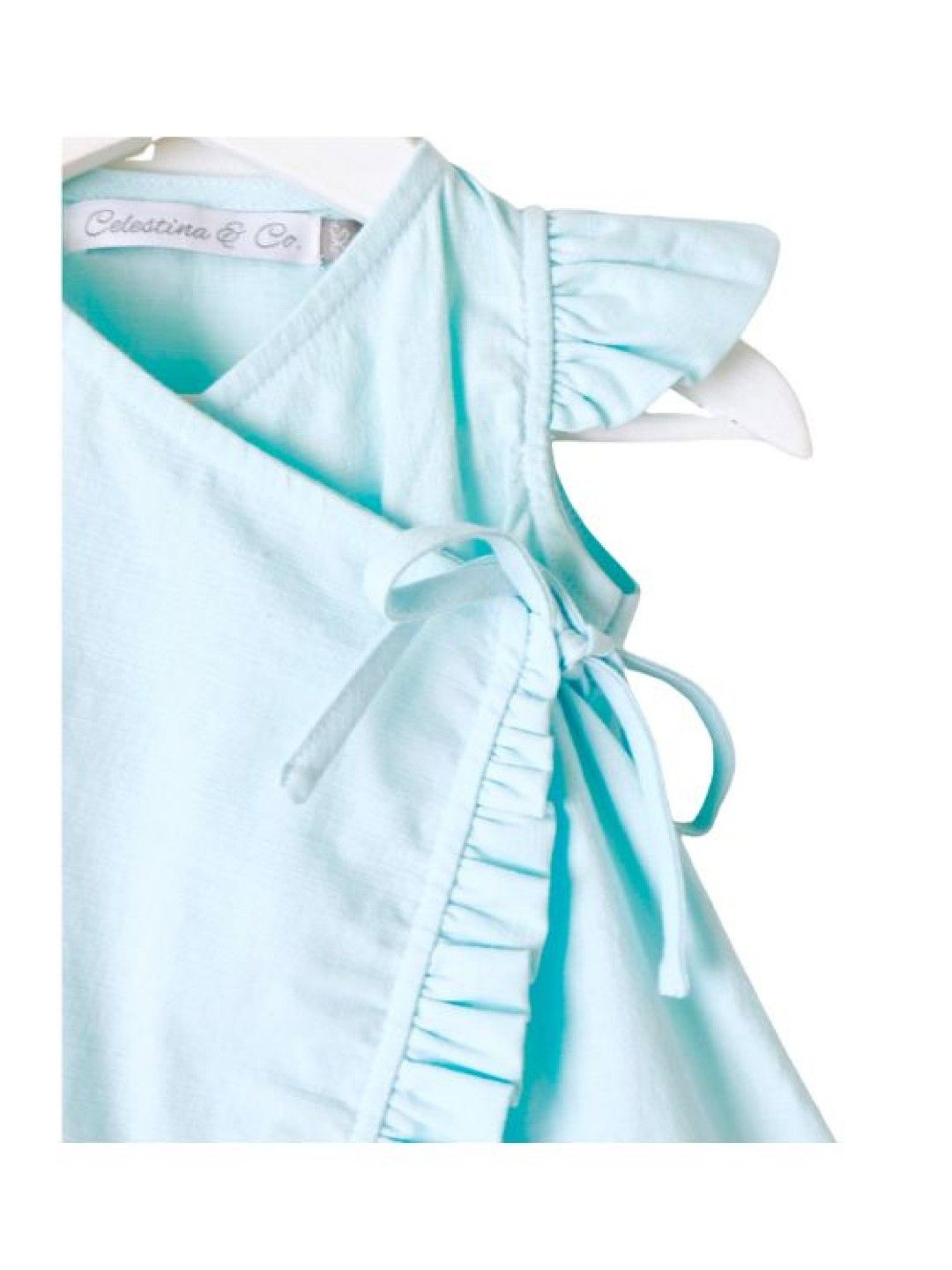 Style Me Little The Linen Wrap Dress (Aqua Blue- Image 2)