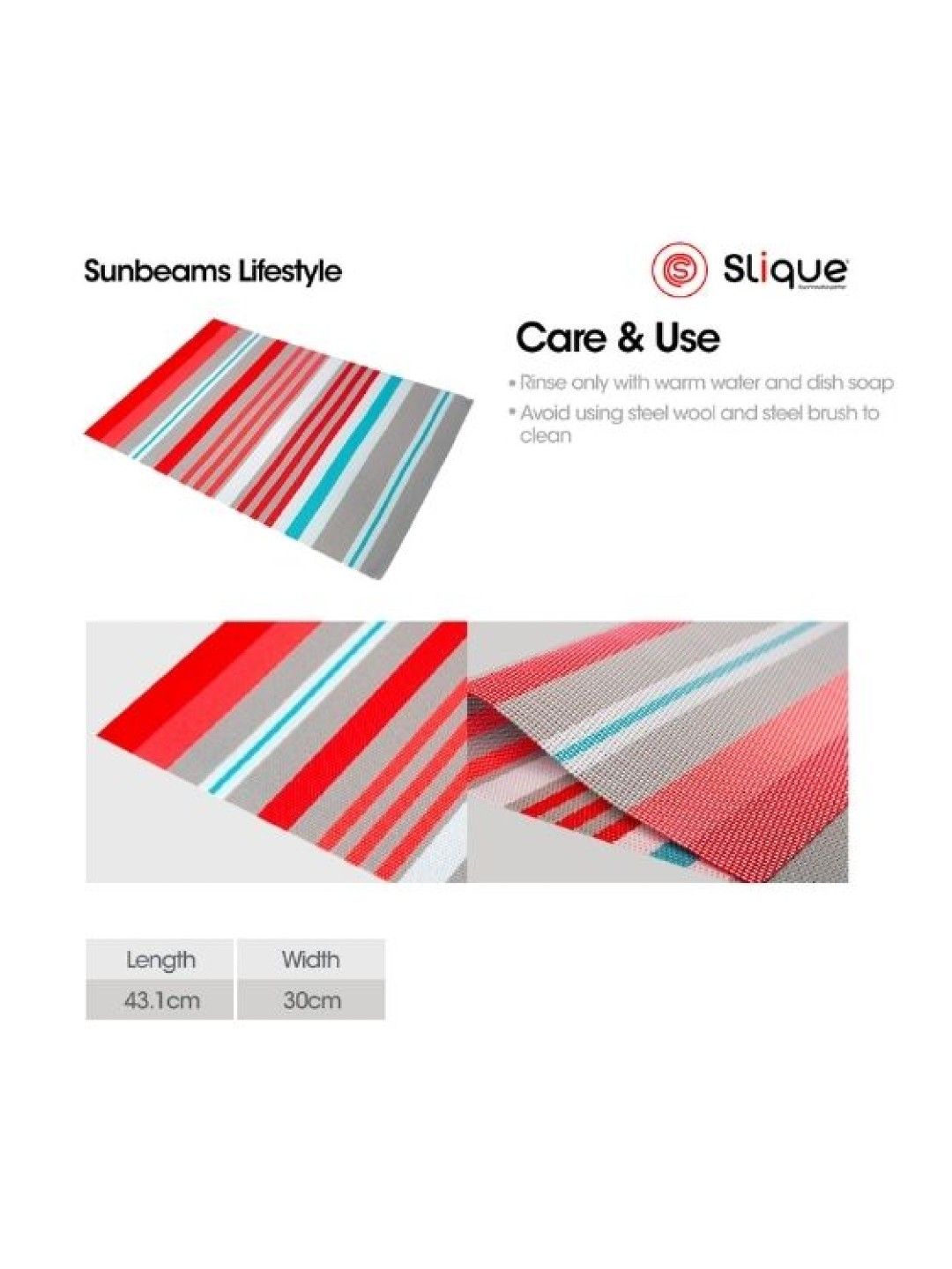 Sunbeams Lifestyle Slique Placemat PVC Woven Dining Table Mat 45 x 30cm (Collection 2) (Assorted 2- Image 2)