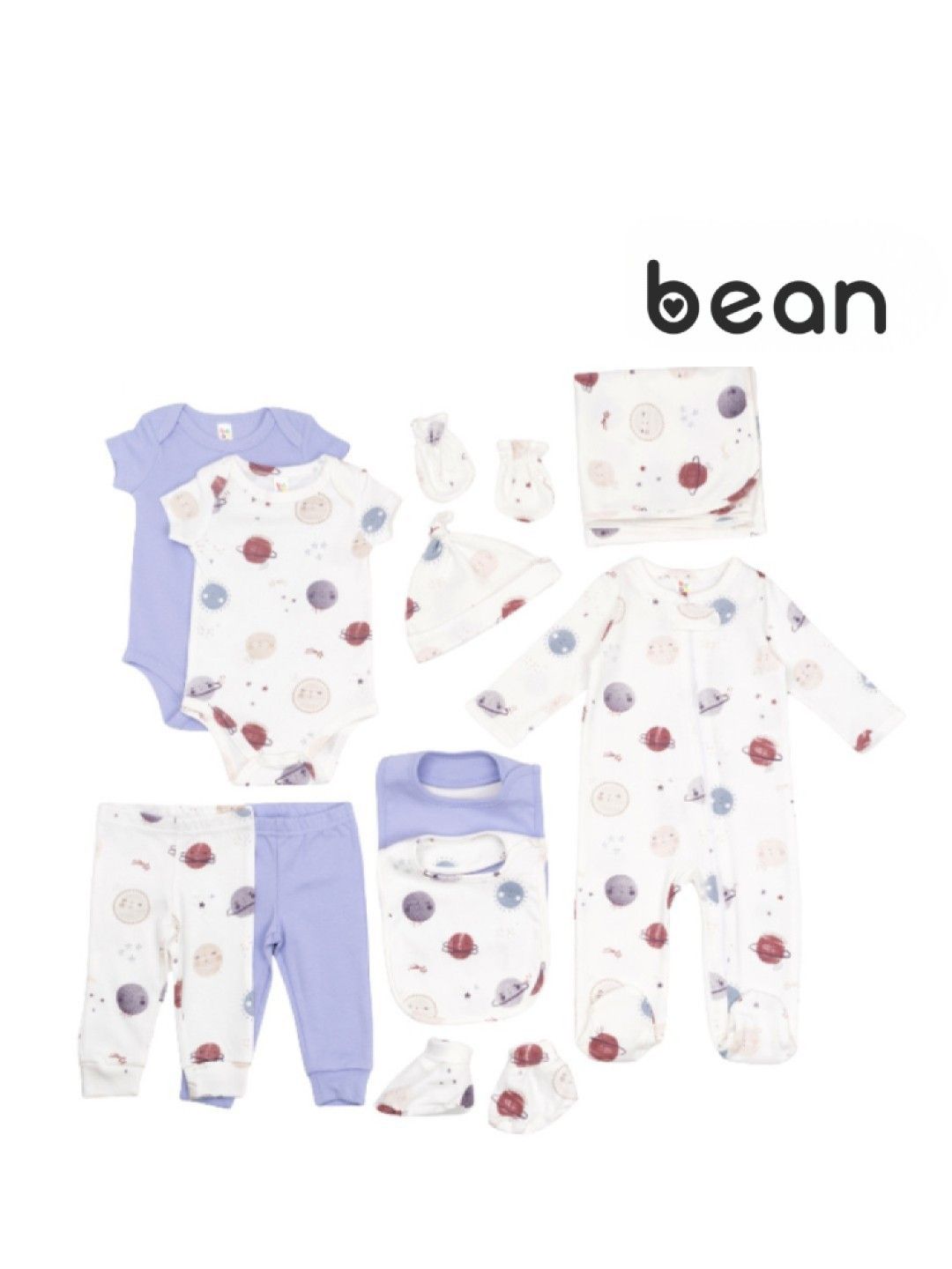 bean fashion Baby Wear Gift Set 12 pcs Planets + Free Baby Wipes Sakura Scent (100s) (No Color- Image 2)