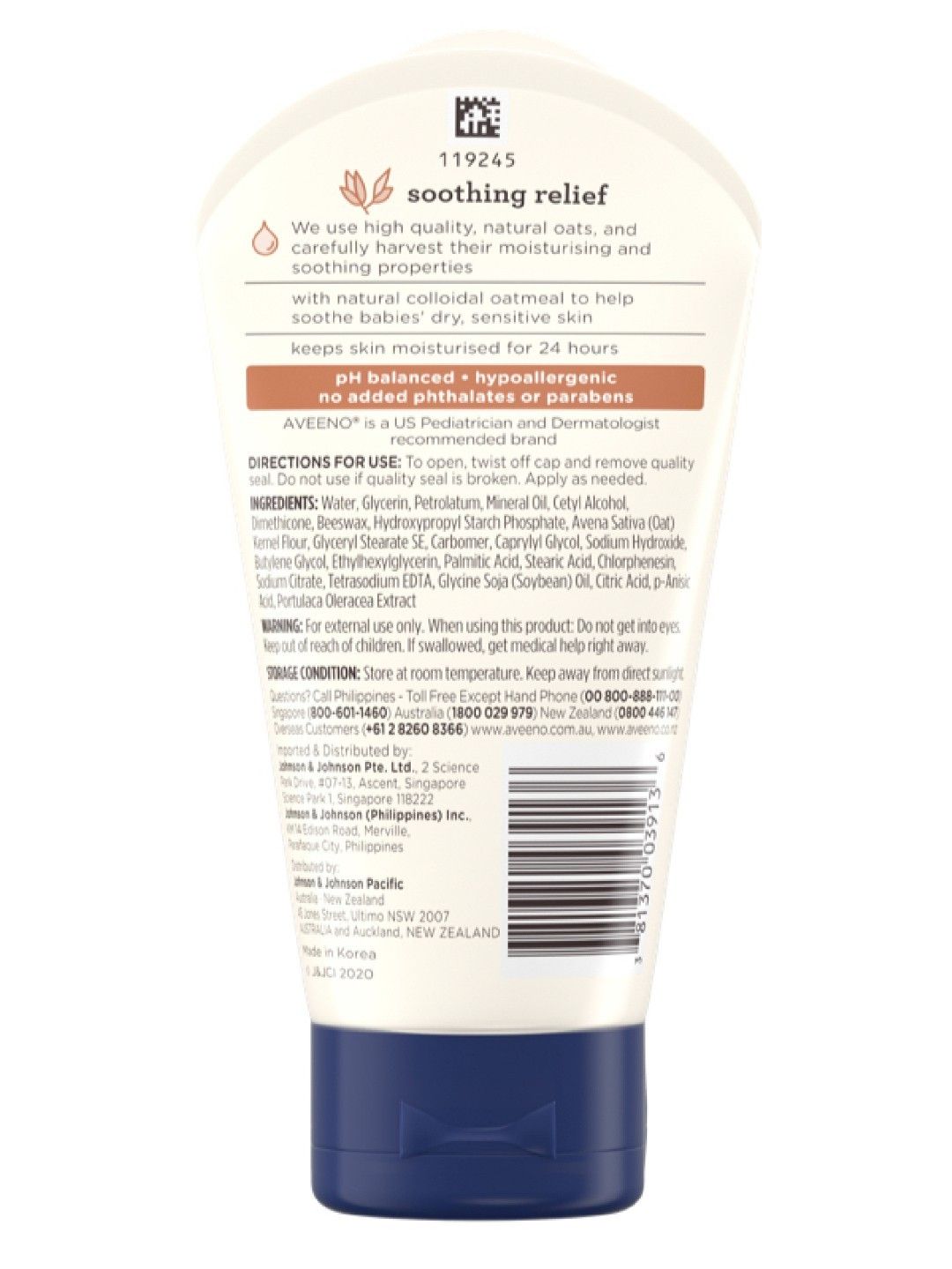 Aveeno Baby Soothing Relief Moisture Cream 140g (No Color- Image 2)