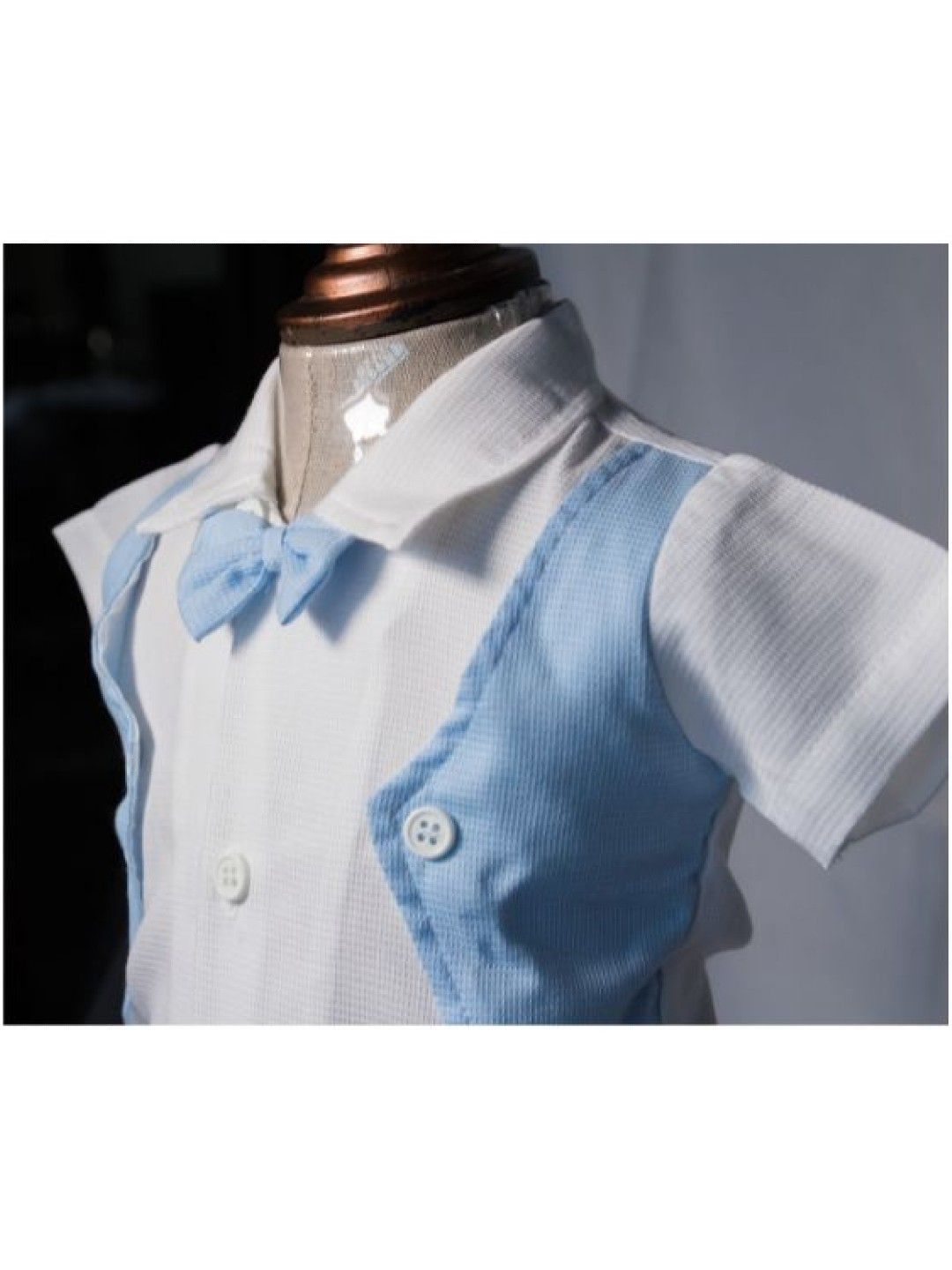 Bebeta Formal Suit with Blue Bow Tie (Open Chaleco) (White- Image 3)