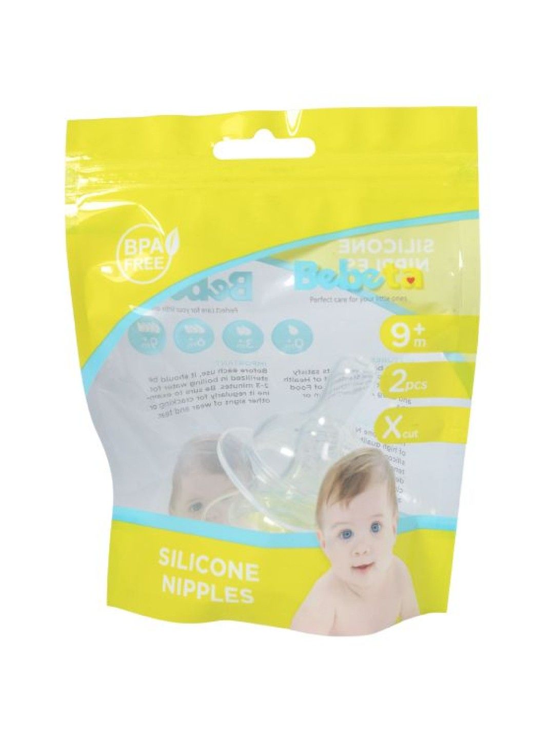 Bebeta Wide-Neck liquid silicone nipple (X-Cut) - 2 pcs (No Color- Image 1)