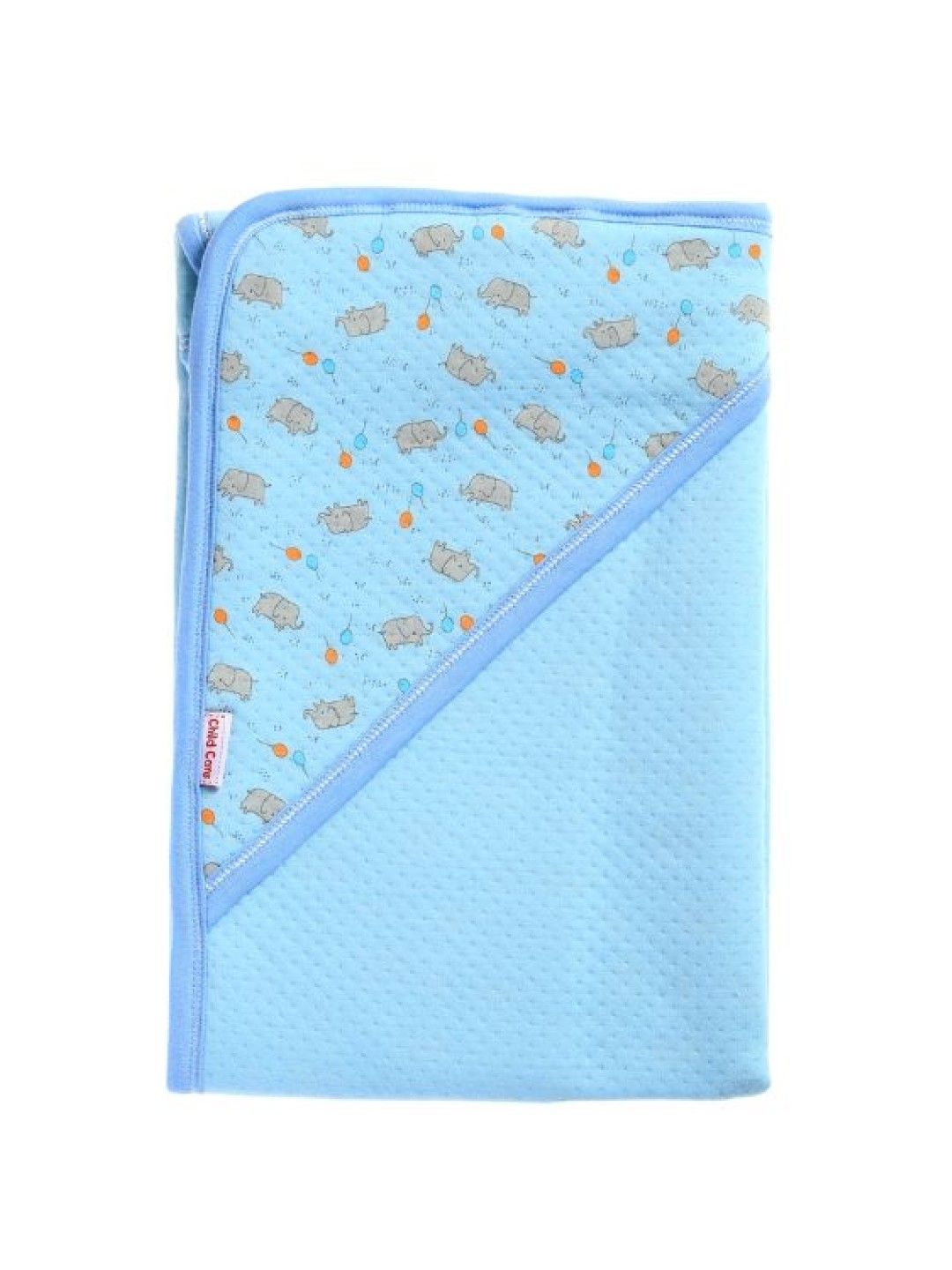 Child Care Hooded Blanket With Print (Blue) (elephant circle- Image 2)